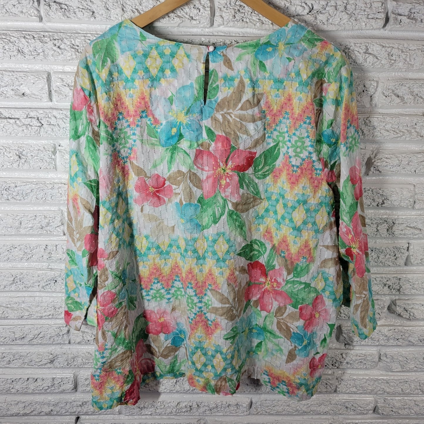 Alfred Dunner Womens Top 22W Plus Swiss Dot Pink Ric Rac Cut Outs Semi Sheer