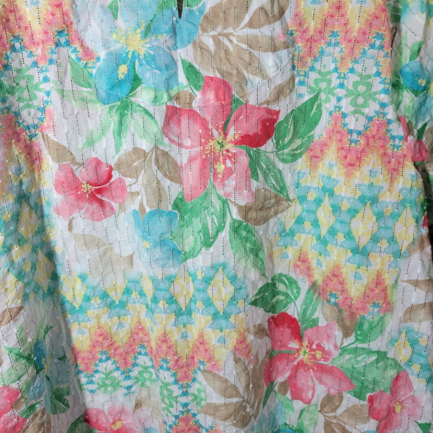 Alfred Dunner Womens Top 22W Plus Swiss Dot Pink Ric Rac Cut Outs Semi Sheer