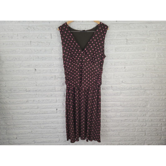Style & Co Womens Dress Extra Large XL Sheath Sleeveless Brown Polka Dot Career