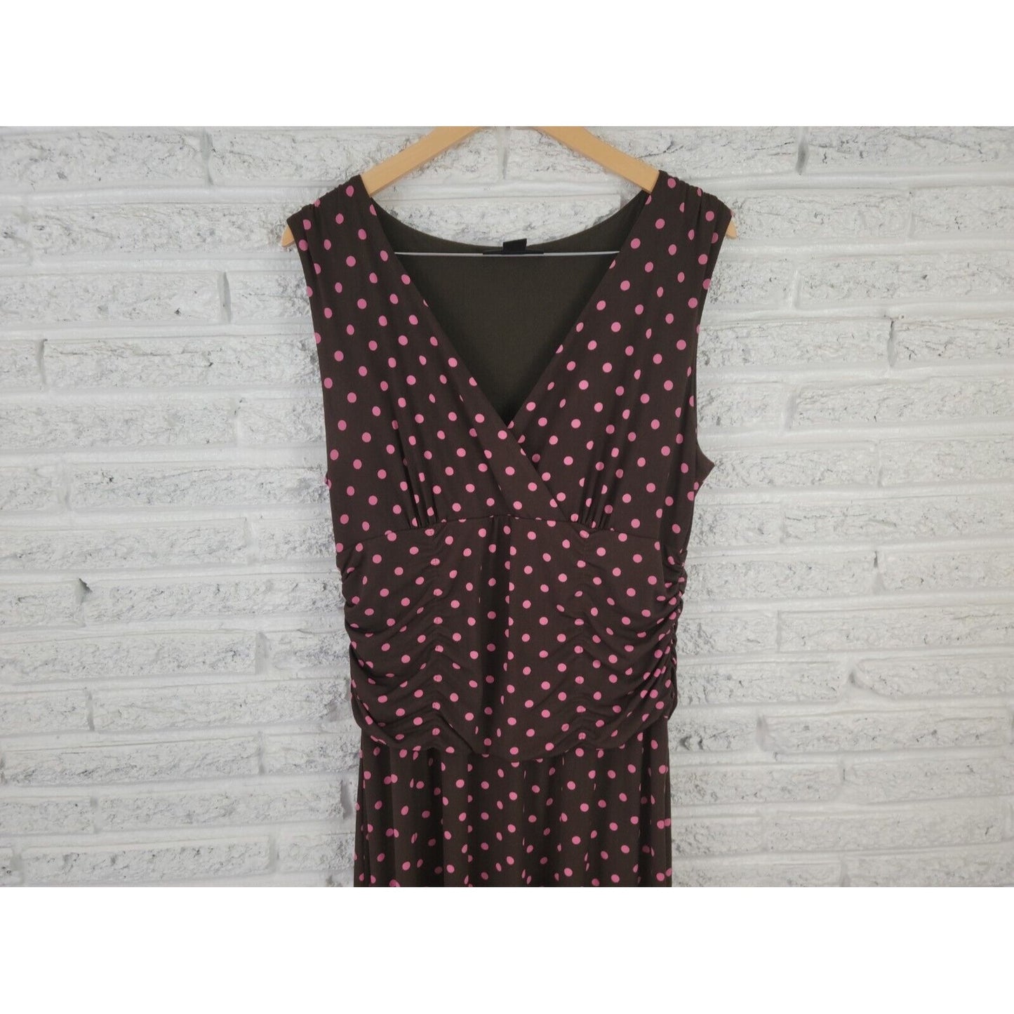 Style & Co Womens Dress Extra Large XL Sheath Sleeveless Brown Polka Dot Career