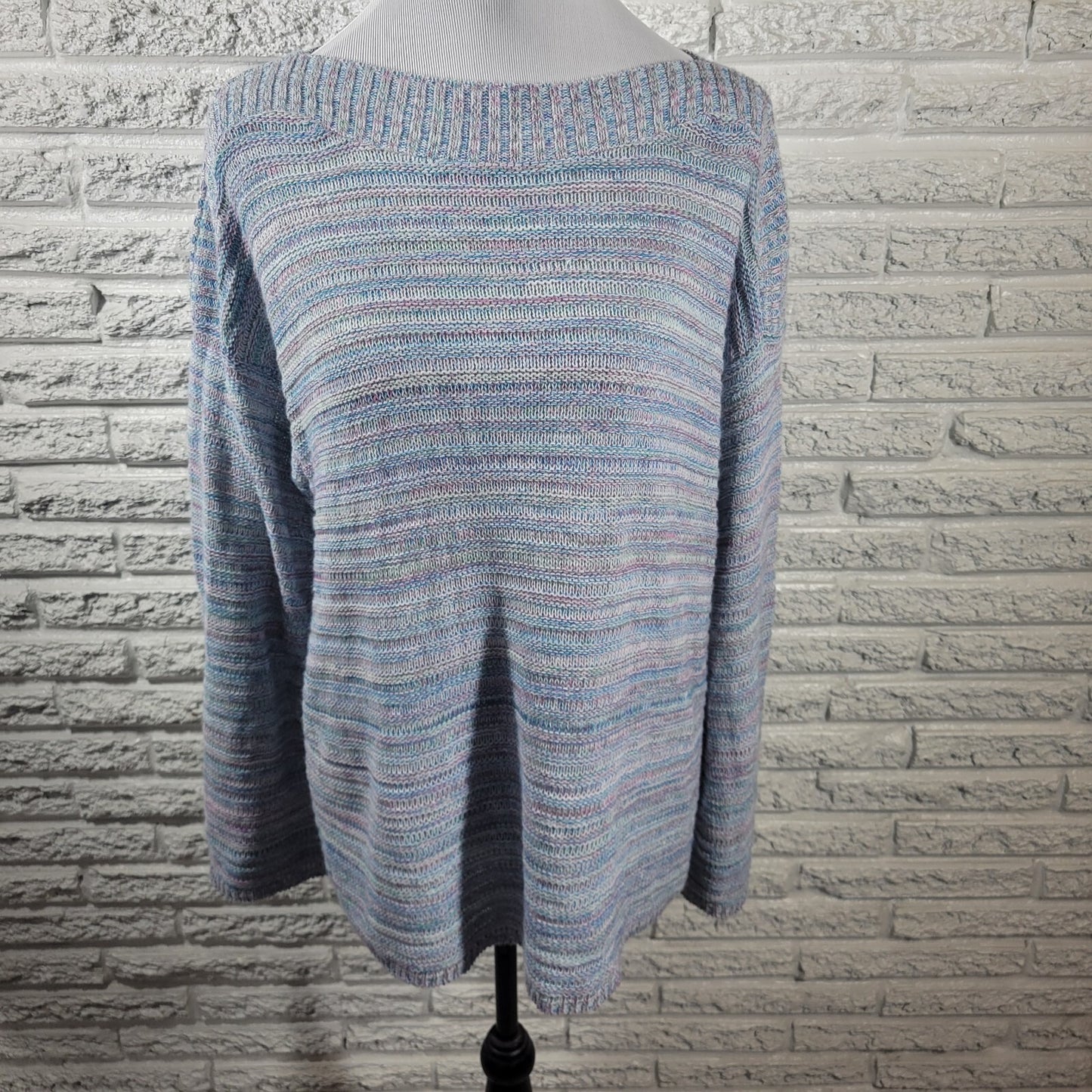 Croft Barrow Womens Sweater Extra Large Blue Marled Soft Acrylic Career Casual