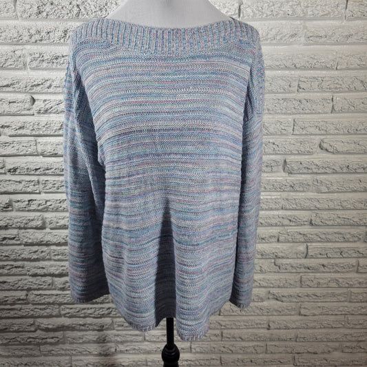 Croft Barrow Womens Sweater Extra Large Blue Marled Soft Acrylic Career Casual