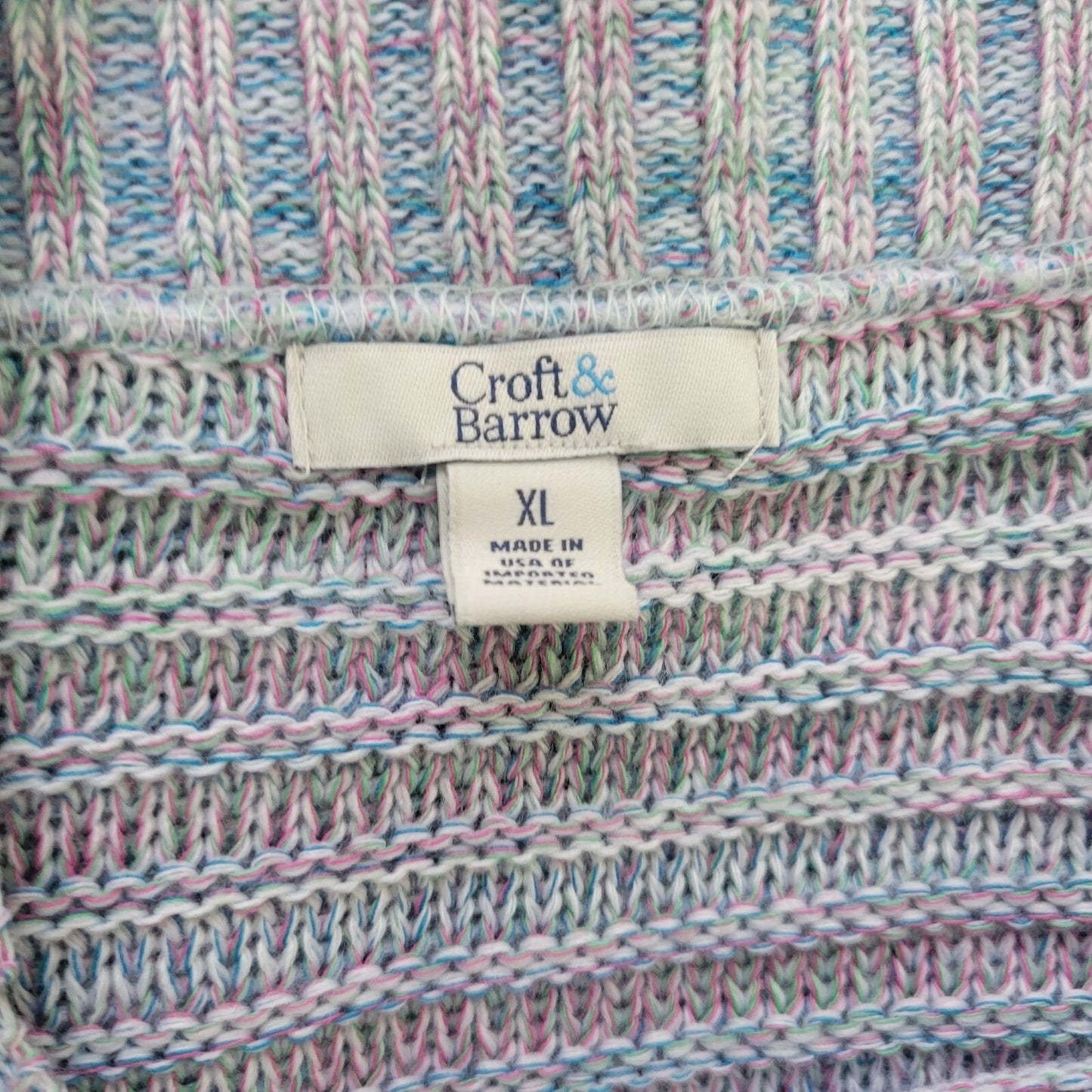 Croft Barrow Womens Sweater Extra Large Blue Marled Soft Acrylic Career Casual