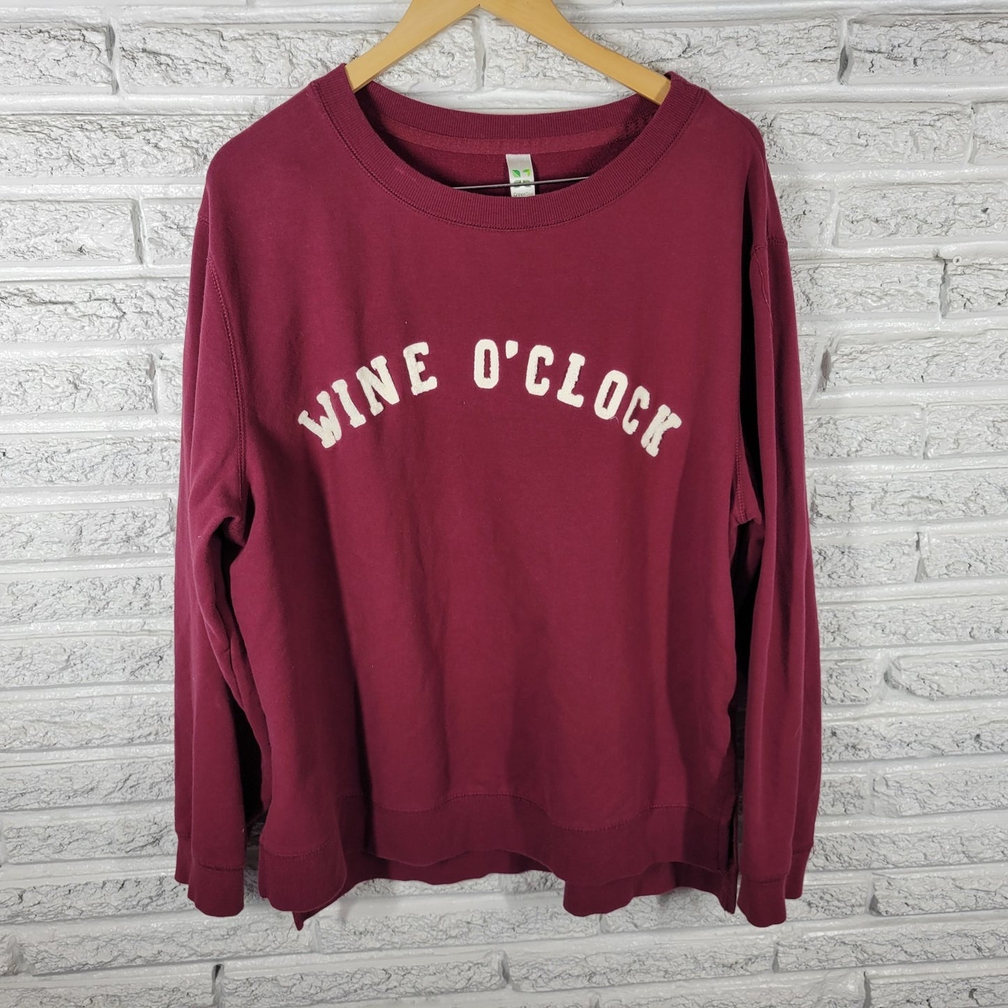 Wine OClock Womens Sweatshirt XXL Burgundy Long Sleeve Cotton Blend Activewear