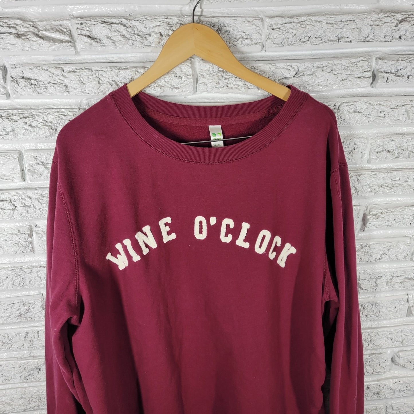 Wine OClock Womens Sweatshirt XXL Burgundy Long Sleeve Cotton Blend Activewear