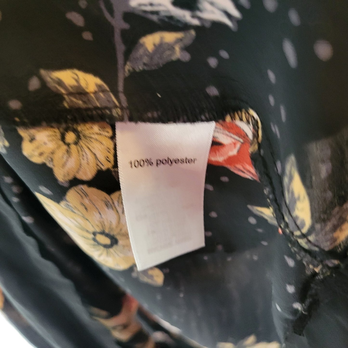 Maurices Womens Top 0 0X Sleeveless Flowy Black Gold Floral Sheer Lightweight