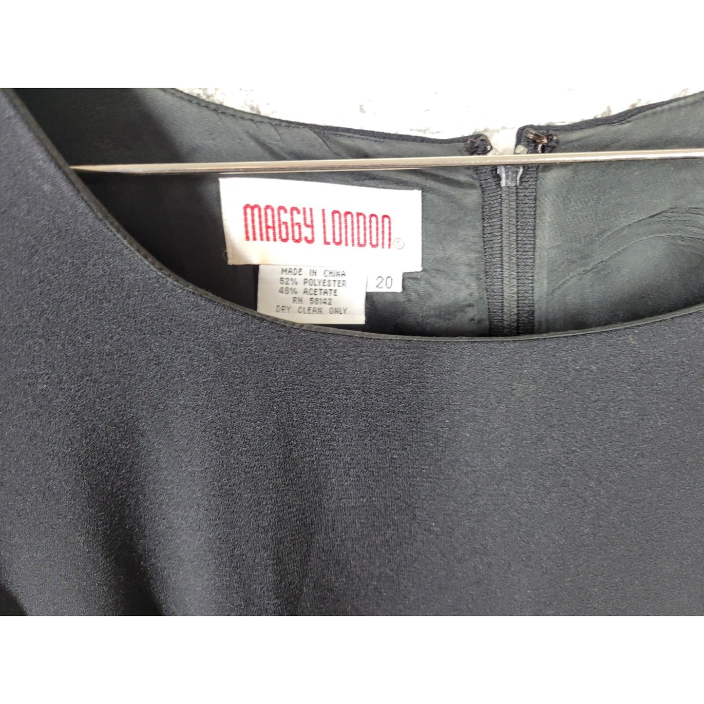 Maggy London Womens Dress 20 Plus Short Sleeve Basic Black Zip Lined Office