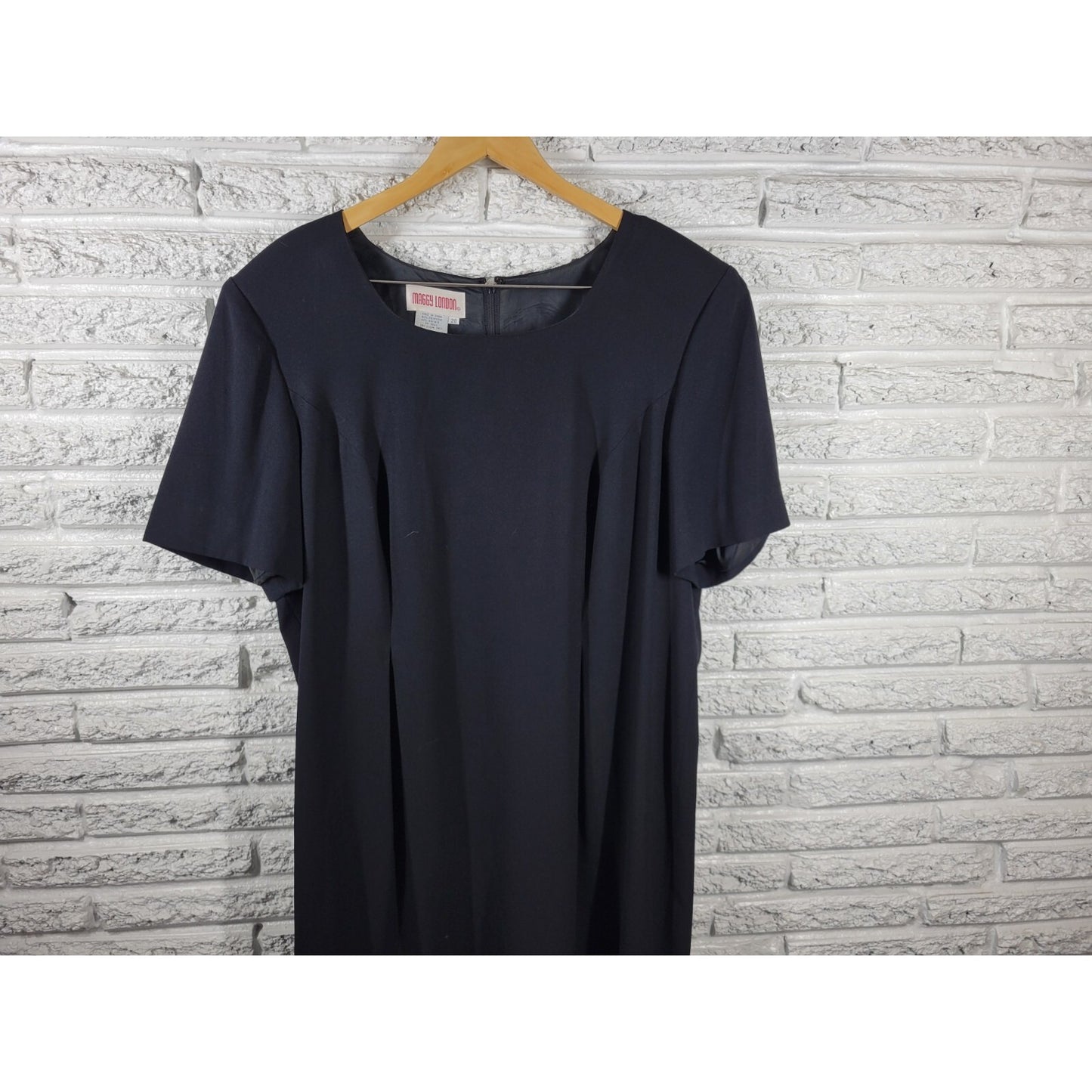 Maggy London Womens Dress 20 Plus Short Sleeve Basic Black Zip Lined Office