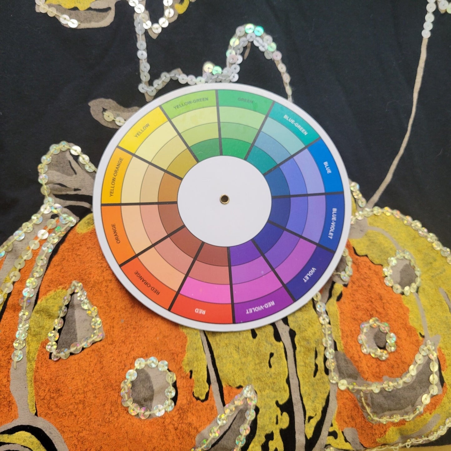 Halloween Tantrums Women Top XL Tee 3/4 Sleeve Black Jackolantern Cotton Sequins