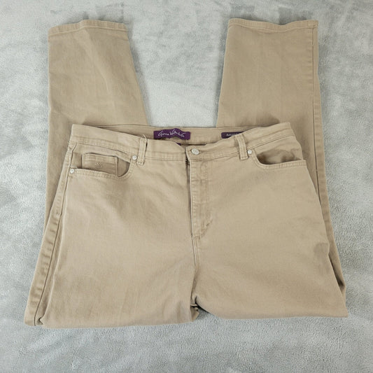 Gloria Vanderbilt Amanda Womens Jeans 18 Straight Leg Beige Denim Cotton Blend