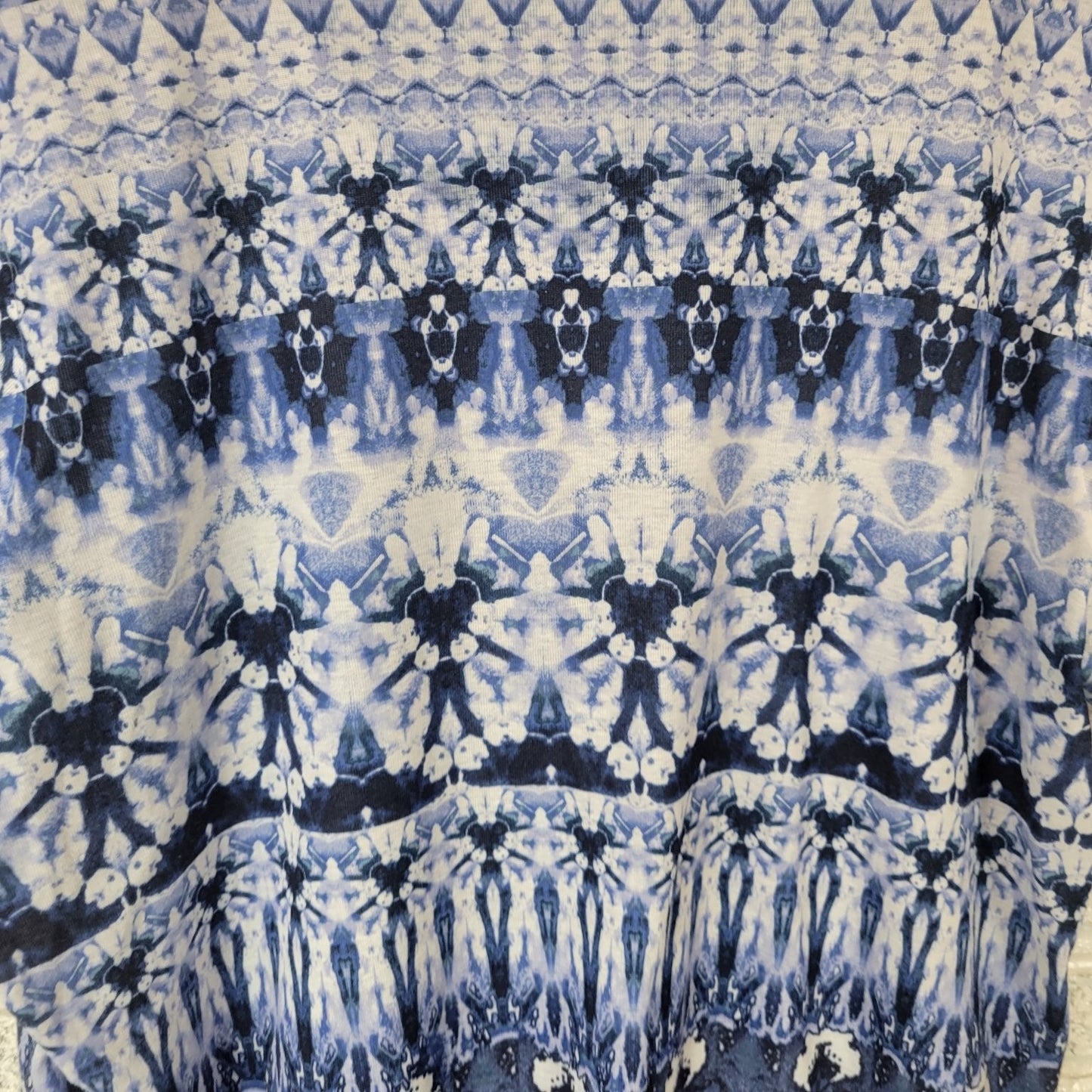 World Unity Womens Top 3X Plus Tee Blue Abstract Tie Dye Polyester Studded Comfy