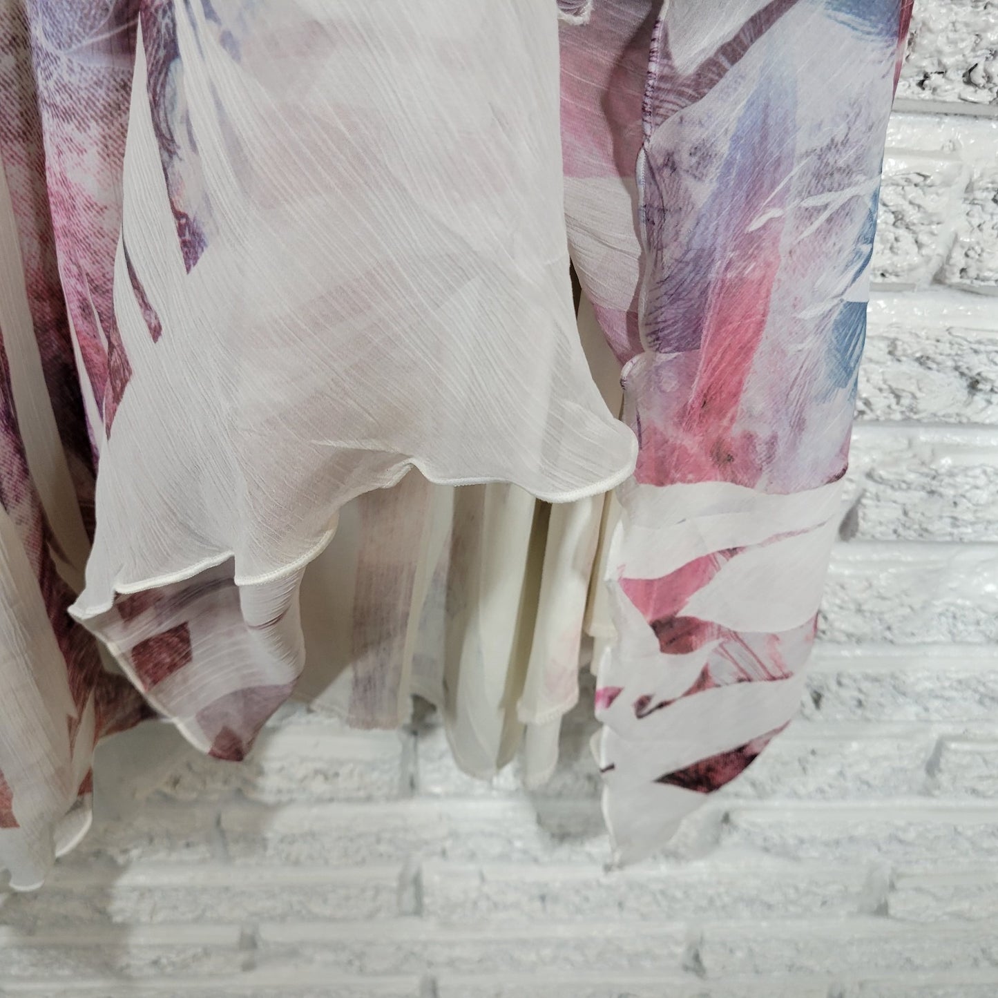 Maurices Women Dress 2 2X Plus Fit Flare Flowy Purple Brown Watercolor Laser Cut