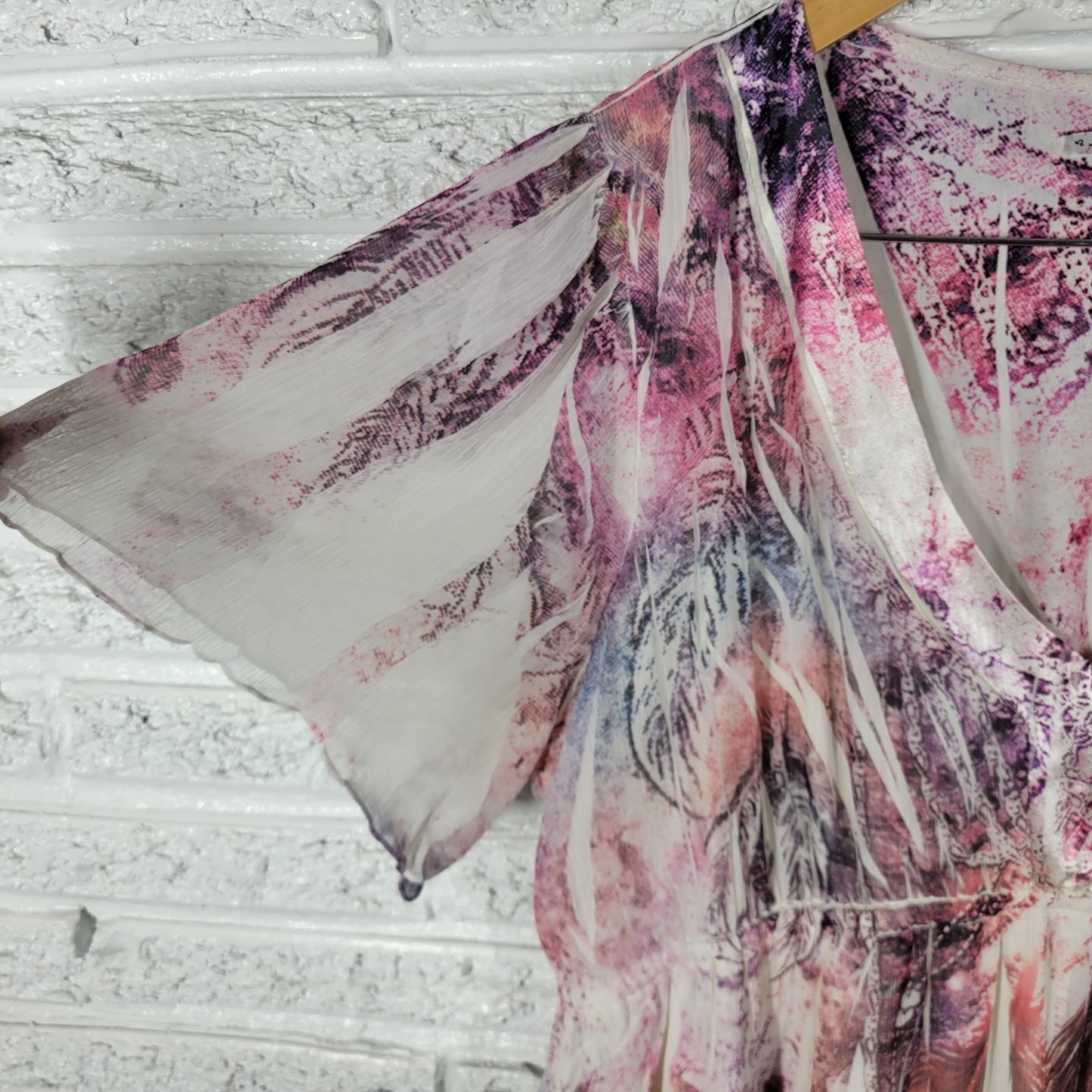 Maurices Women Dress 2 2X Plus Fit Flare Flowy Purple Brown Watercolor Laser Cut