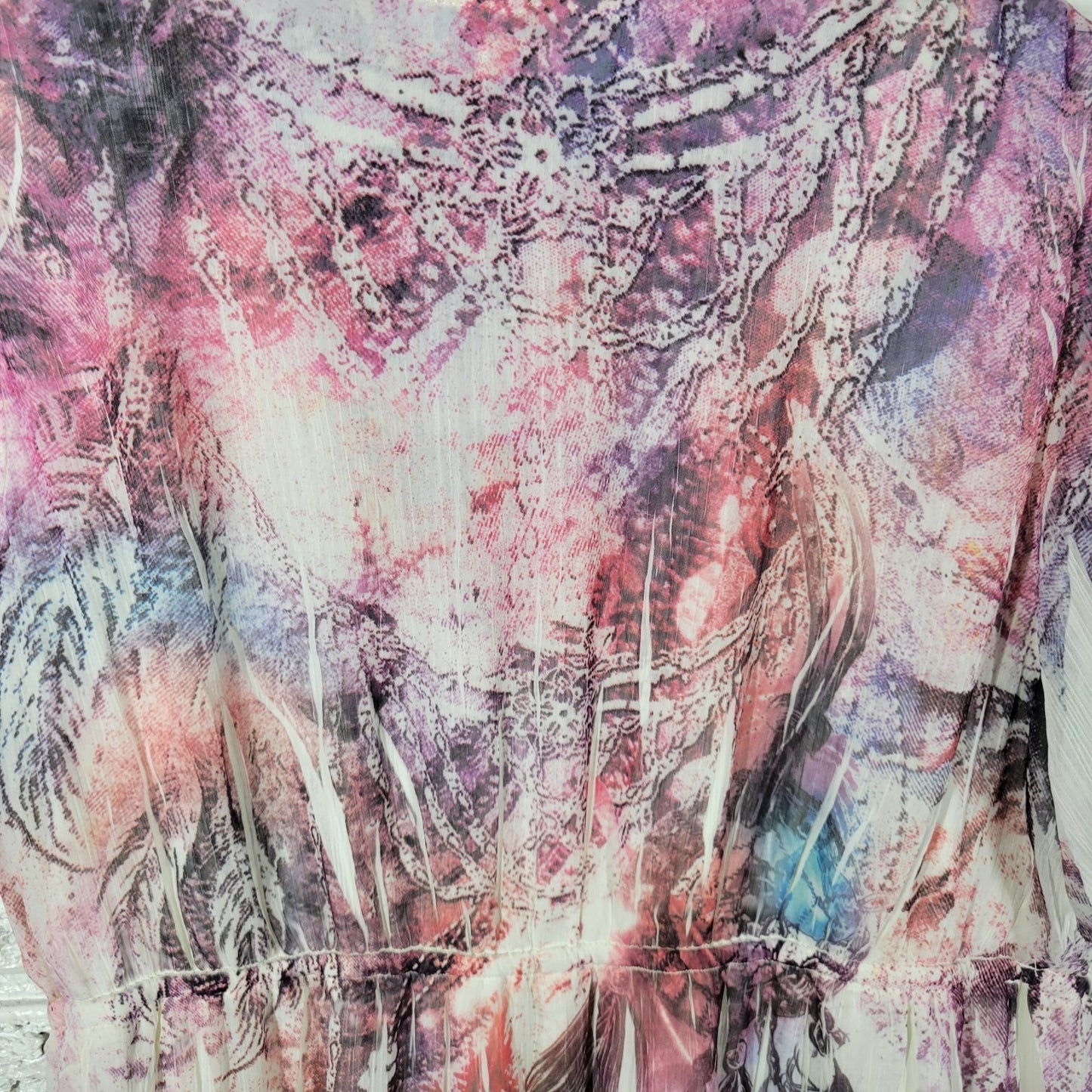 Maurices Women Dress 2 2X Plus Fit Flare Flowy Purple Brown Watercolor Laser Cut