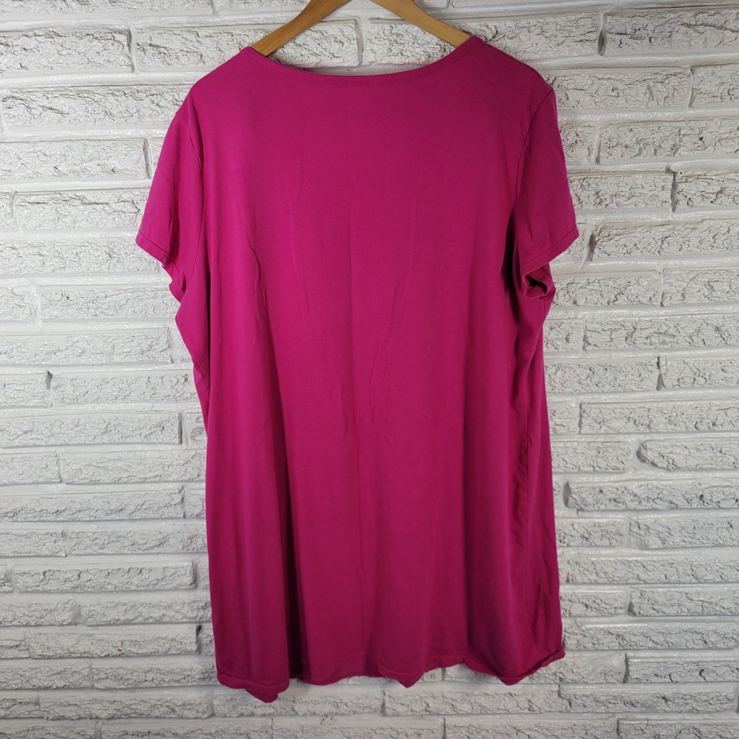 Secret Treasures 2X 3X Pajama Top Pink Floral Crew Neck Live Your Dream PIN3E