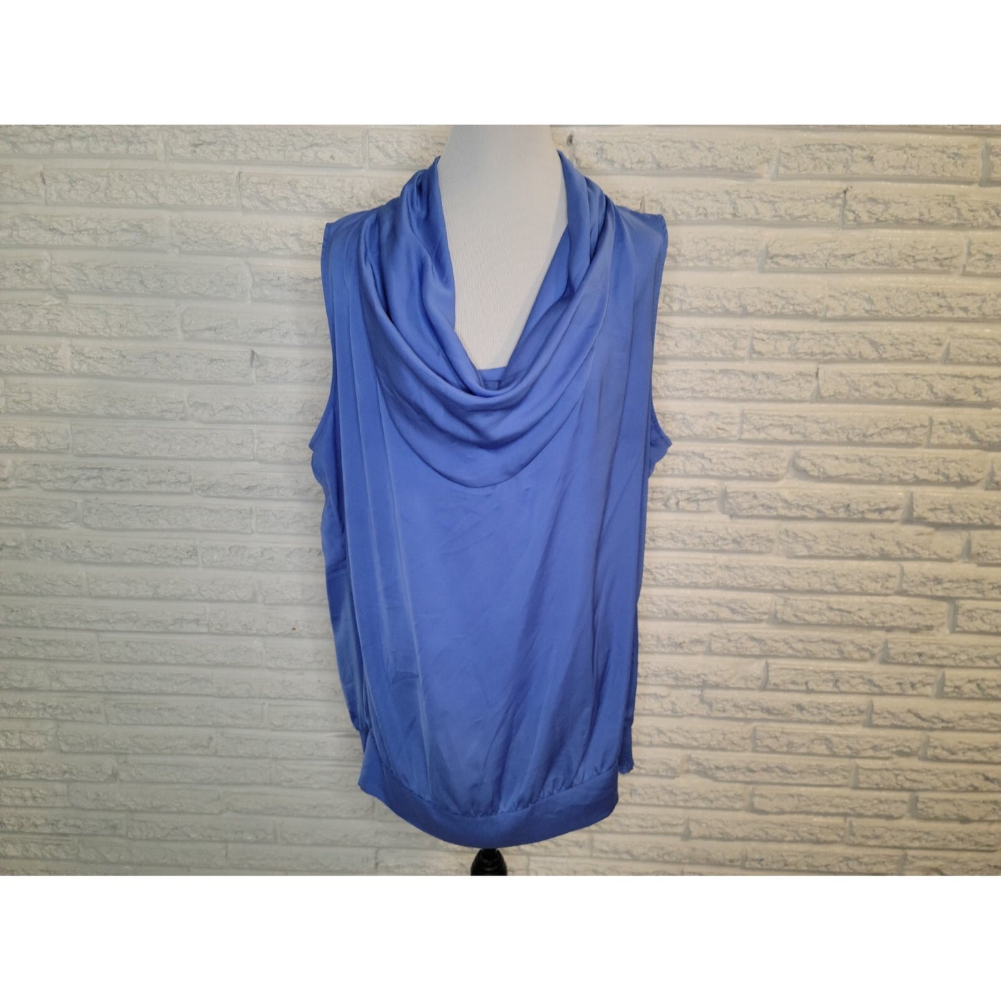 Lane Bryant Womens Top 22 24 Plus Sleeveless Draped Boat Neck Blue Polyester