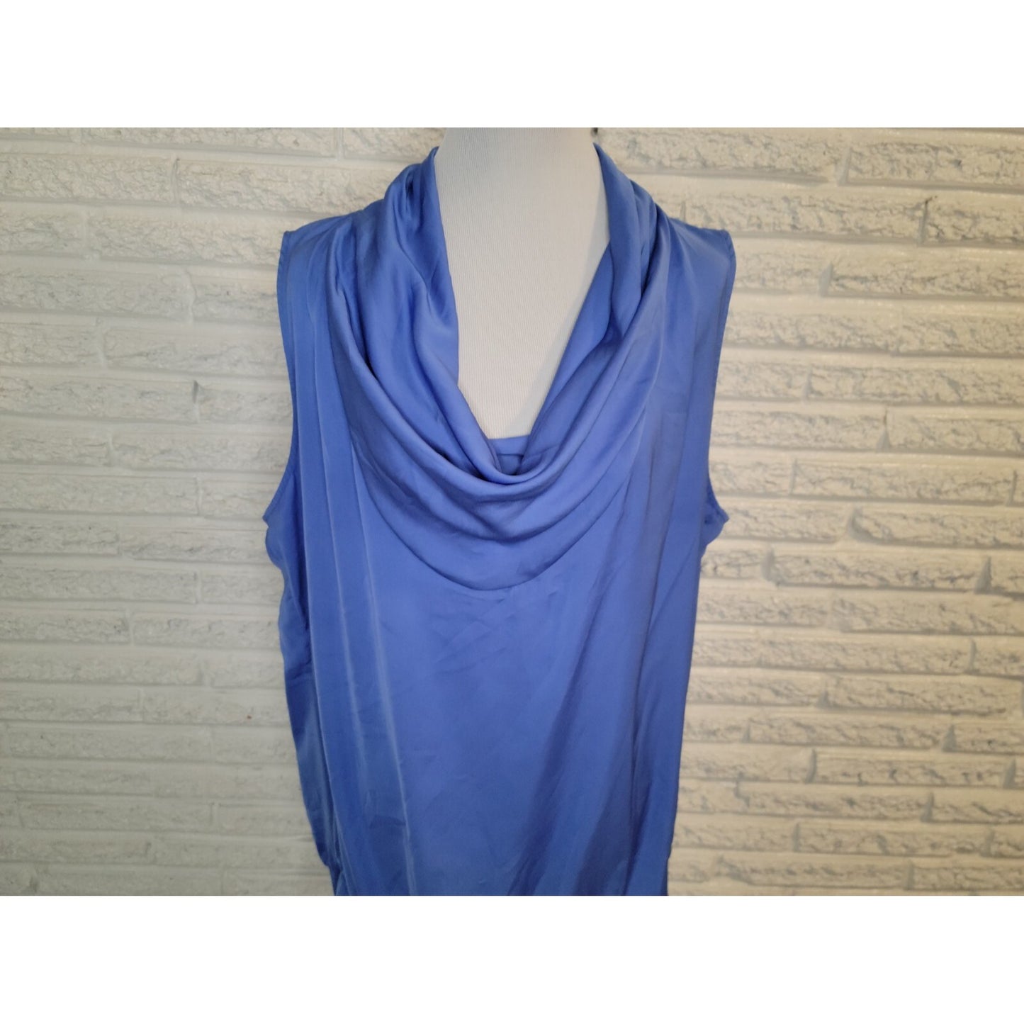 Lane Bryant Womens Top 22 24 Plus Sleeveless Draped Boat Neck Blue Polyester