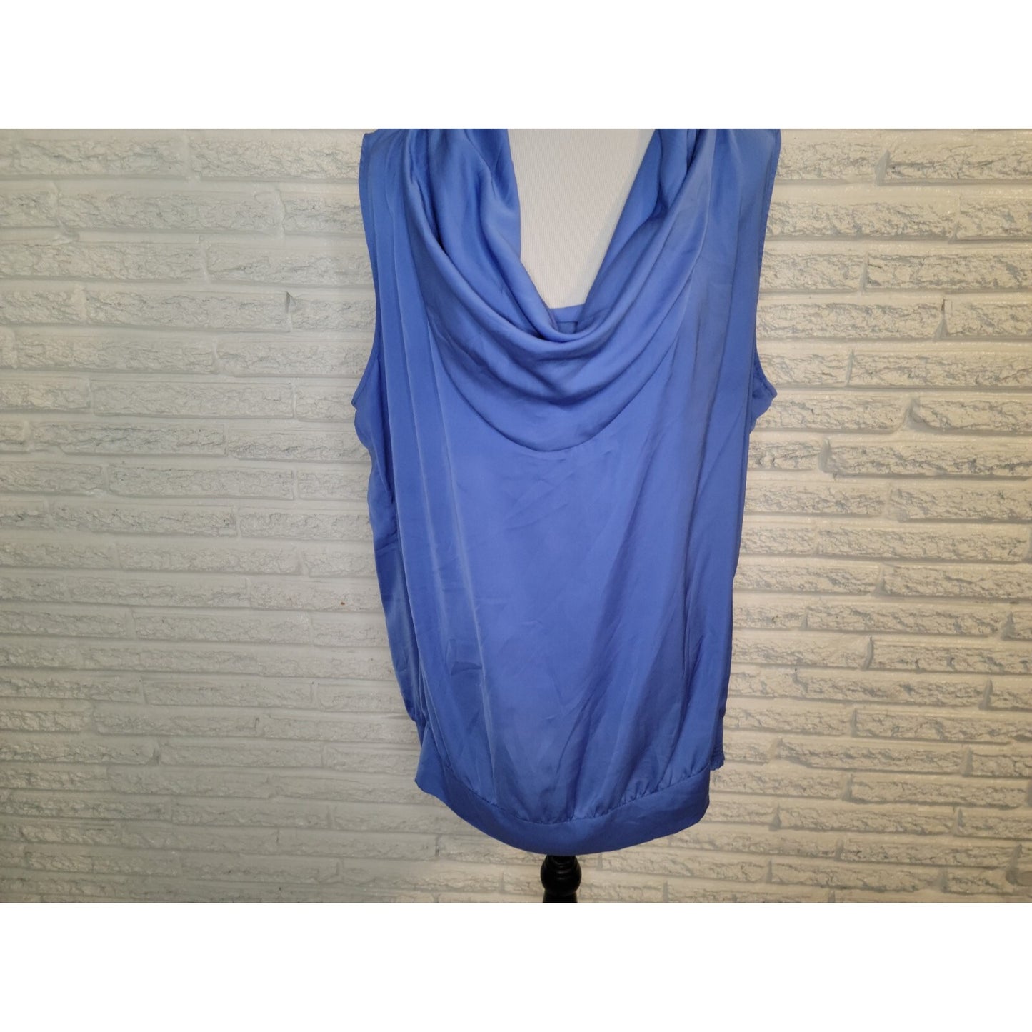 Lane Bryant Womens Top 22 24 Plus Sleeveless Draped Boat Neck Blue Polyester