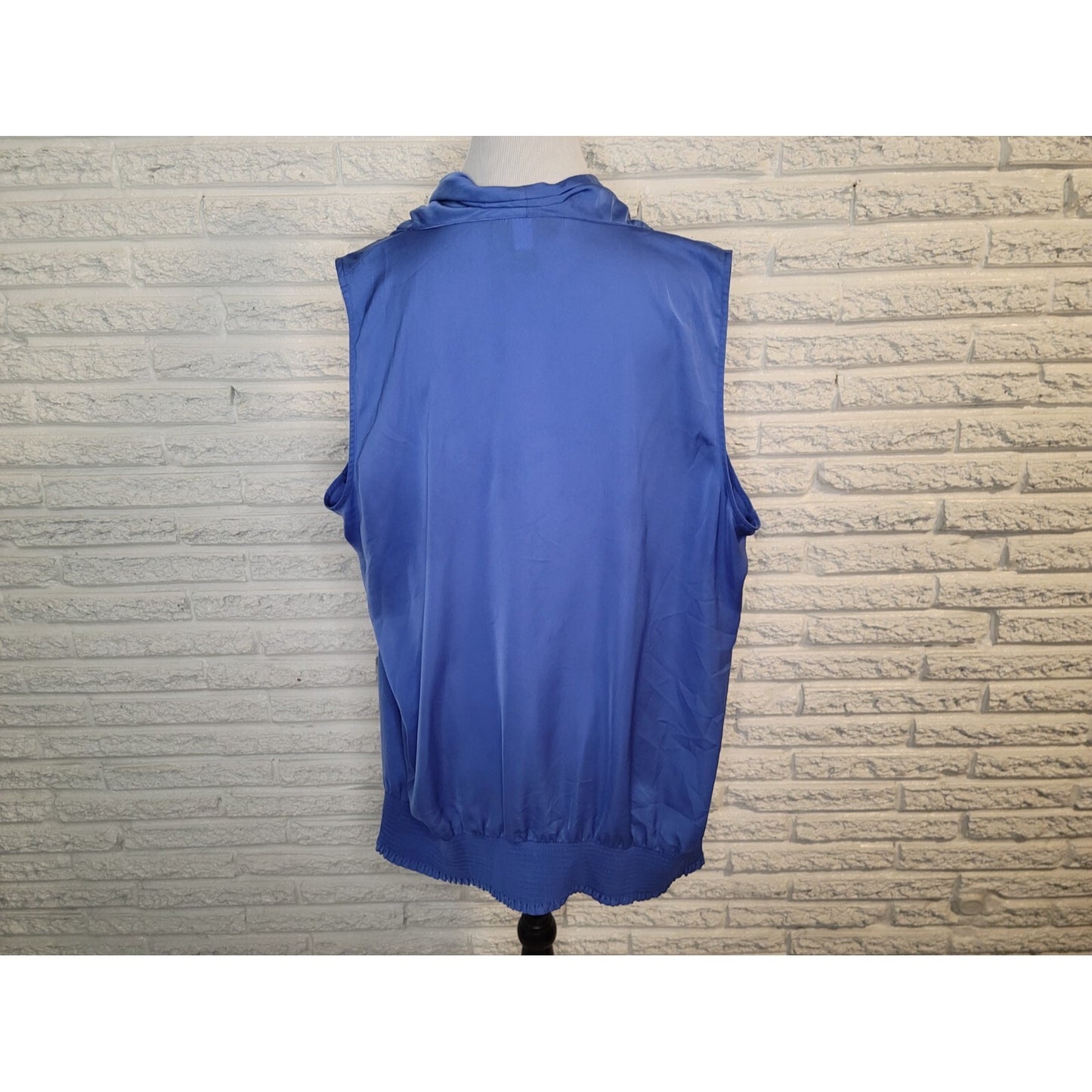 Lane Bryant Womens Top 22 24 Plus Sleeveless Draped Boat Neck Blue Polyester