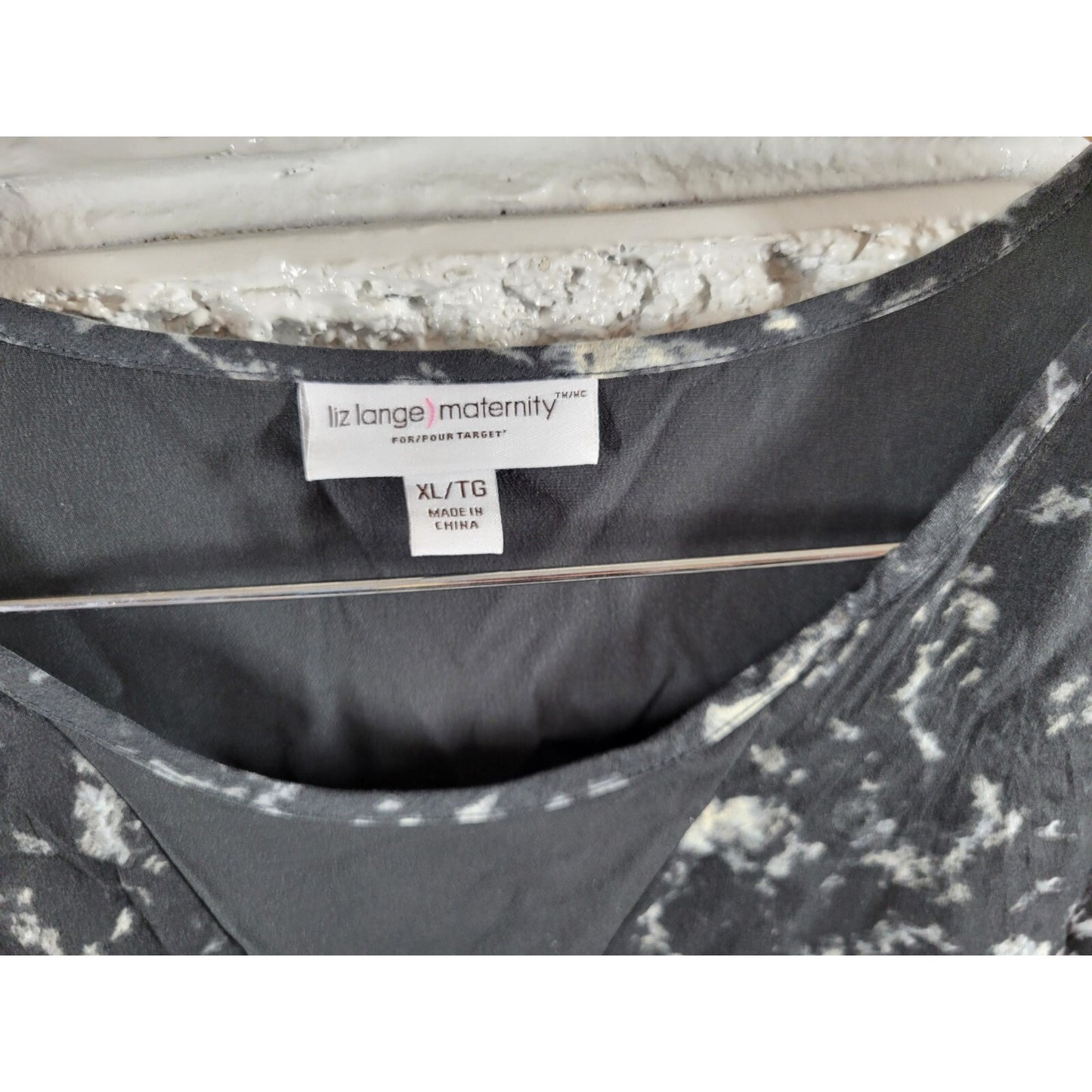 Liz Lange Maternity Womens Dress XL Shift Sleeveless Asymmetric Black Tie Dye