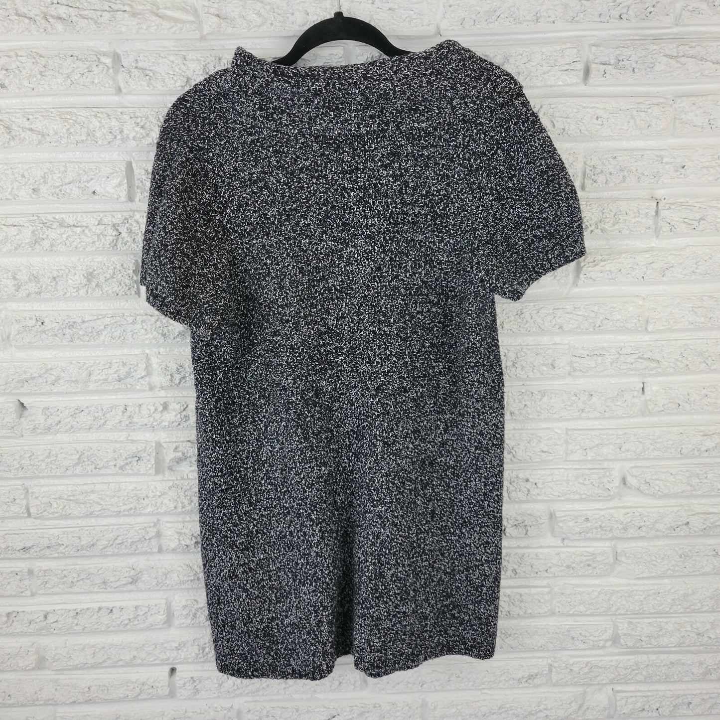 Style & Co Womens Dress 1X Plus Sweater Mini Pockets Black Marled Speckle Knit