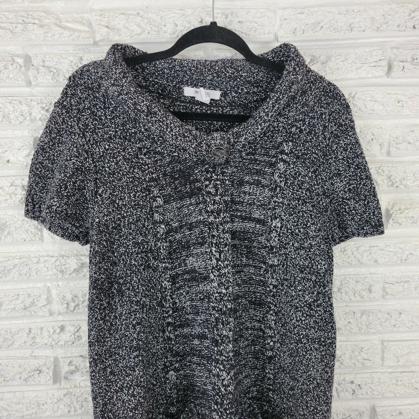 Style & Co Womens Dress 1X Plus Sweater Mini Pockets Black Marled Speckle Knit