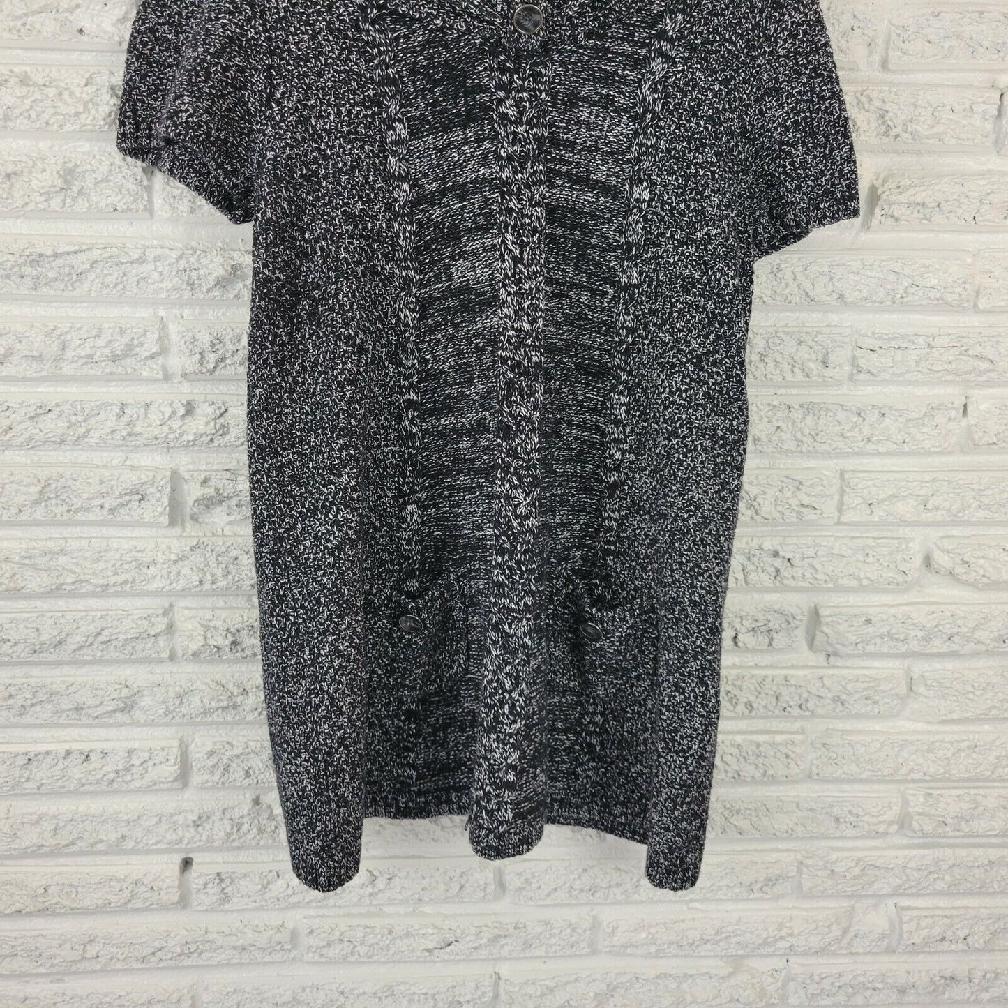 Style & Co Womens Dress 1X Plus Sweater Mini Pockets Black Marled Speckle Knit