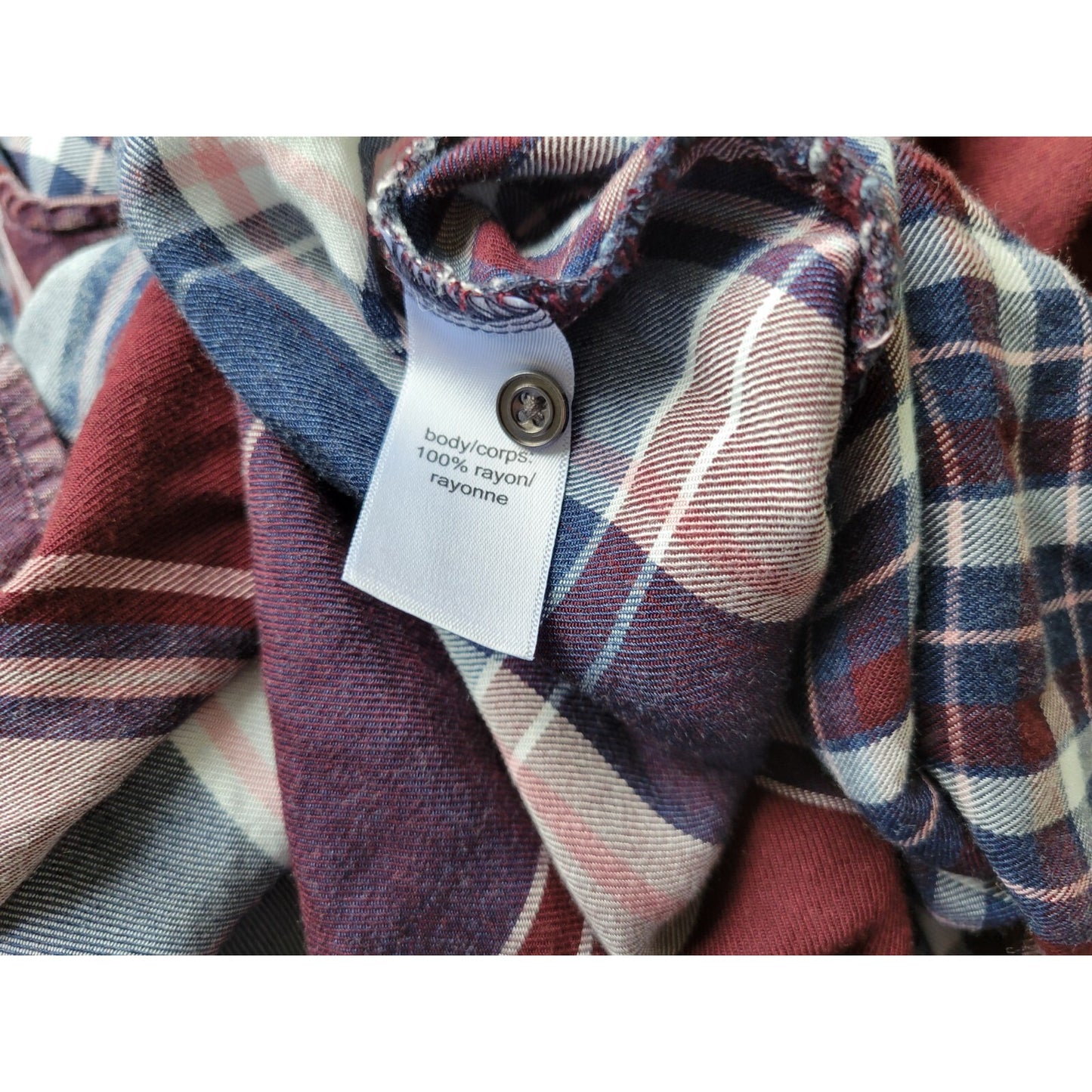 Maurices Womens Top XXL Plus Tunic Long Sleeve Keyhole Neck Rayon Purple Plaid