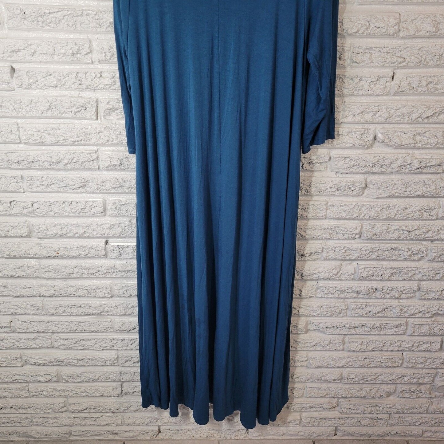 Lane Bryant Women Dress 18 20 Plus Midi 3/4 Sleeve Blue Comfy Casual Rayon Blend