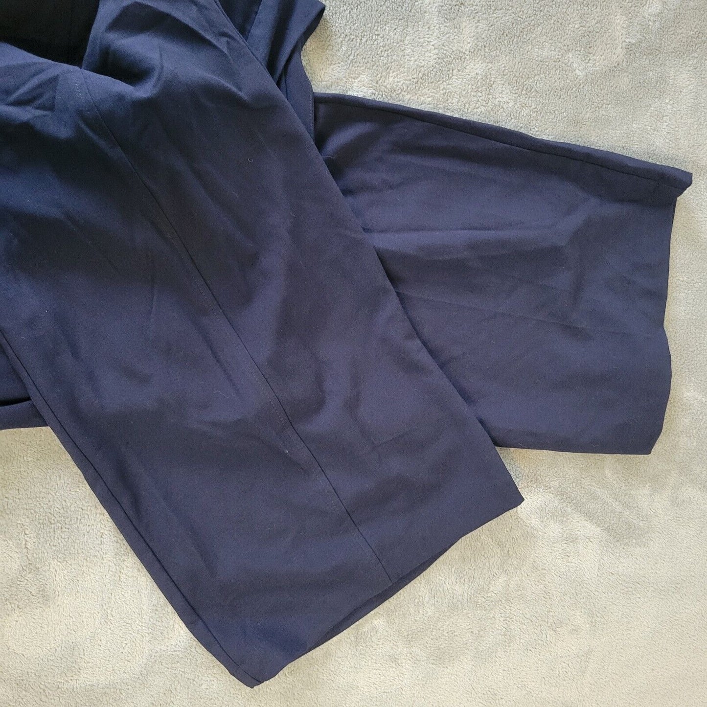 Basic Editions Womens Pants 3X Plus Side Zip Blue Poly Blend Comfy Office Casual