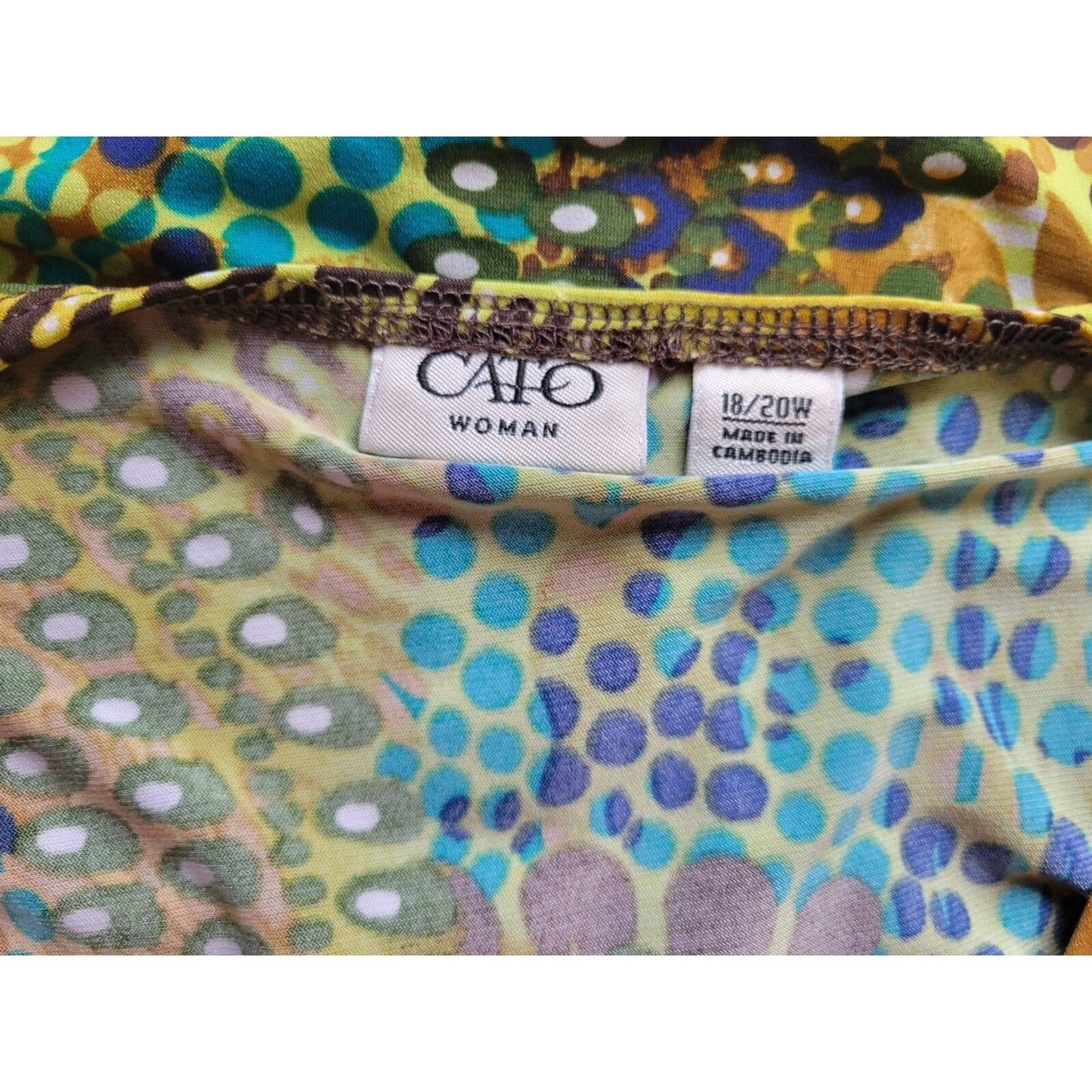 Cato Womens Top 18W 20W Plus Flutter Sleeve Buckle Brown Watercolor Casual