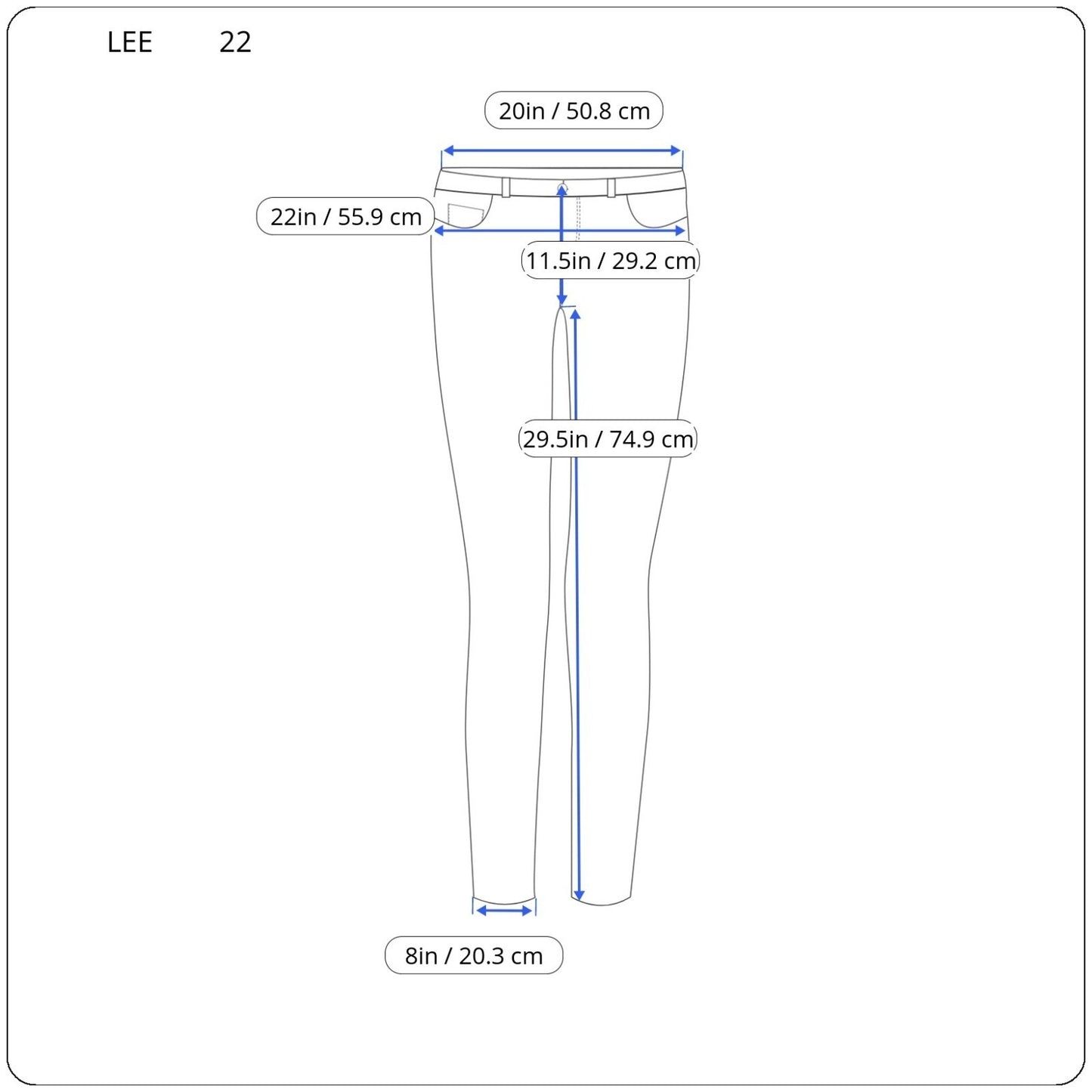 Lee Womens Jeans 22 Plus Straight Leg Dark Blue Denim Wash Zip Fly Stretch Comfy