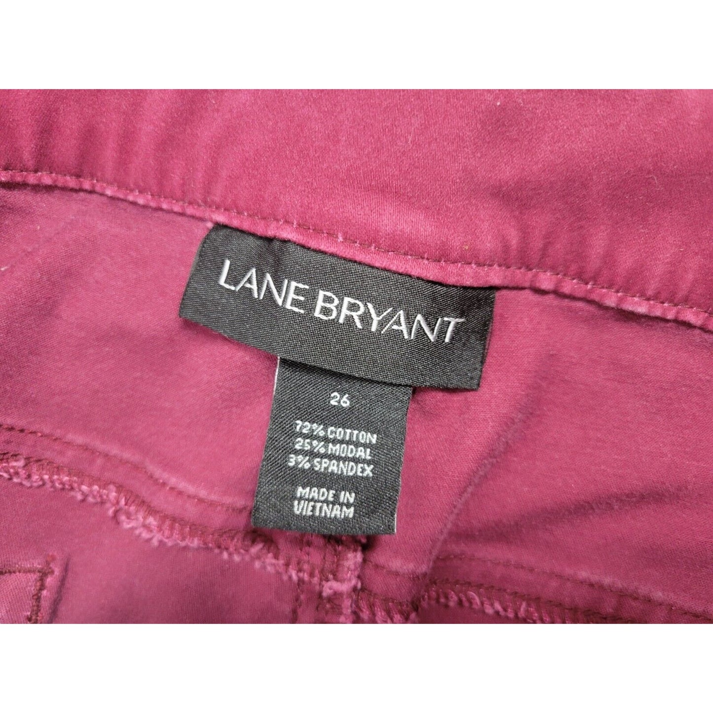 Lane Bryant Women Jeans 26 Plus Straight Leg Burgundy Soft Denim Zip Fly Comfort