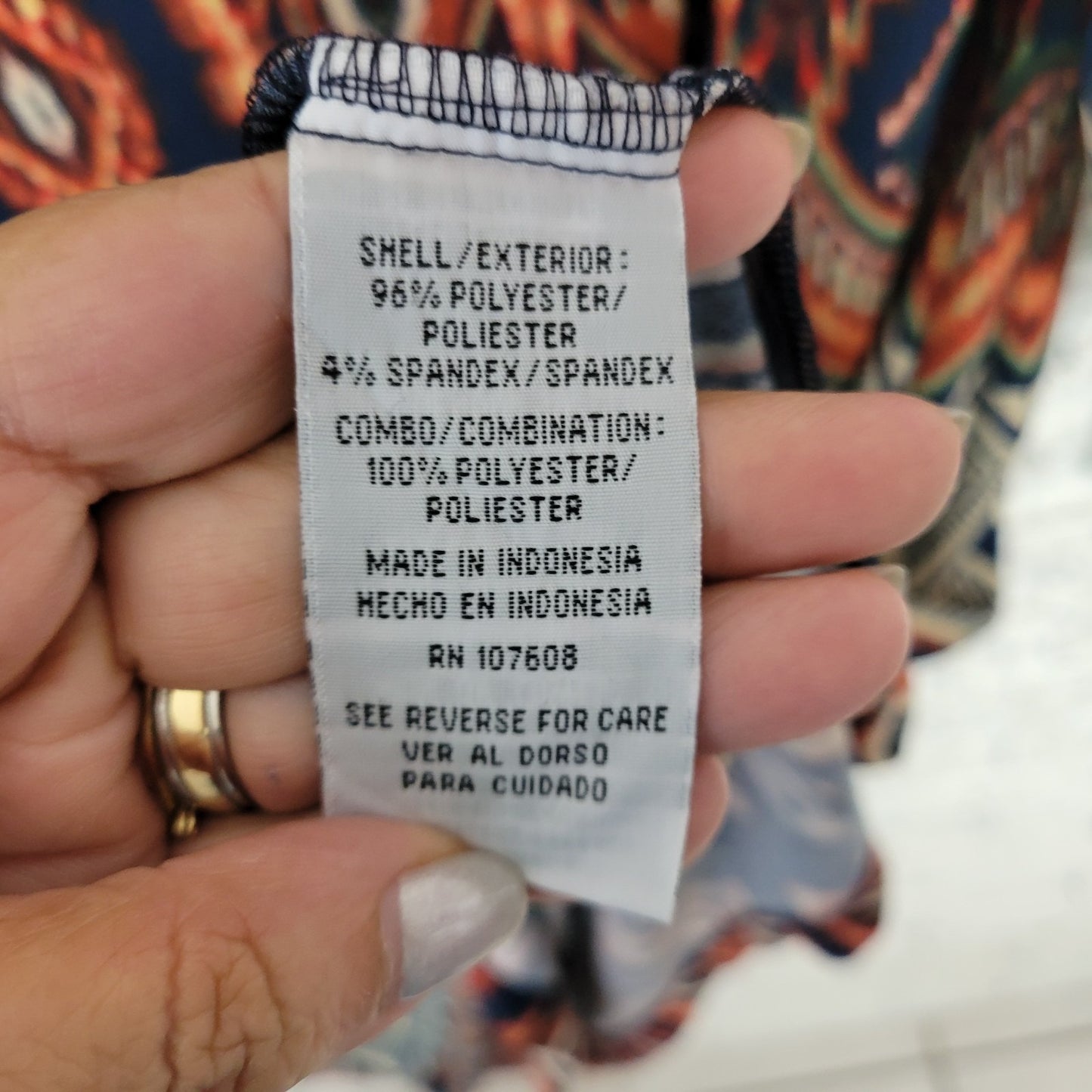 R&K Womens Dress 24W Plus 3/4 Sheer Chiffon Sleeve Blue Geometric Cold Shoulder