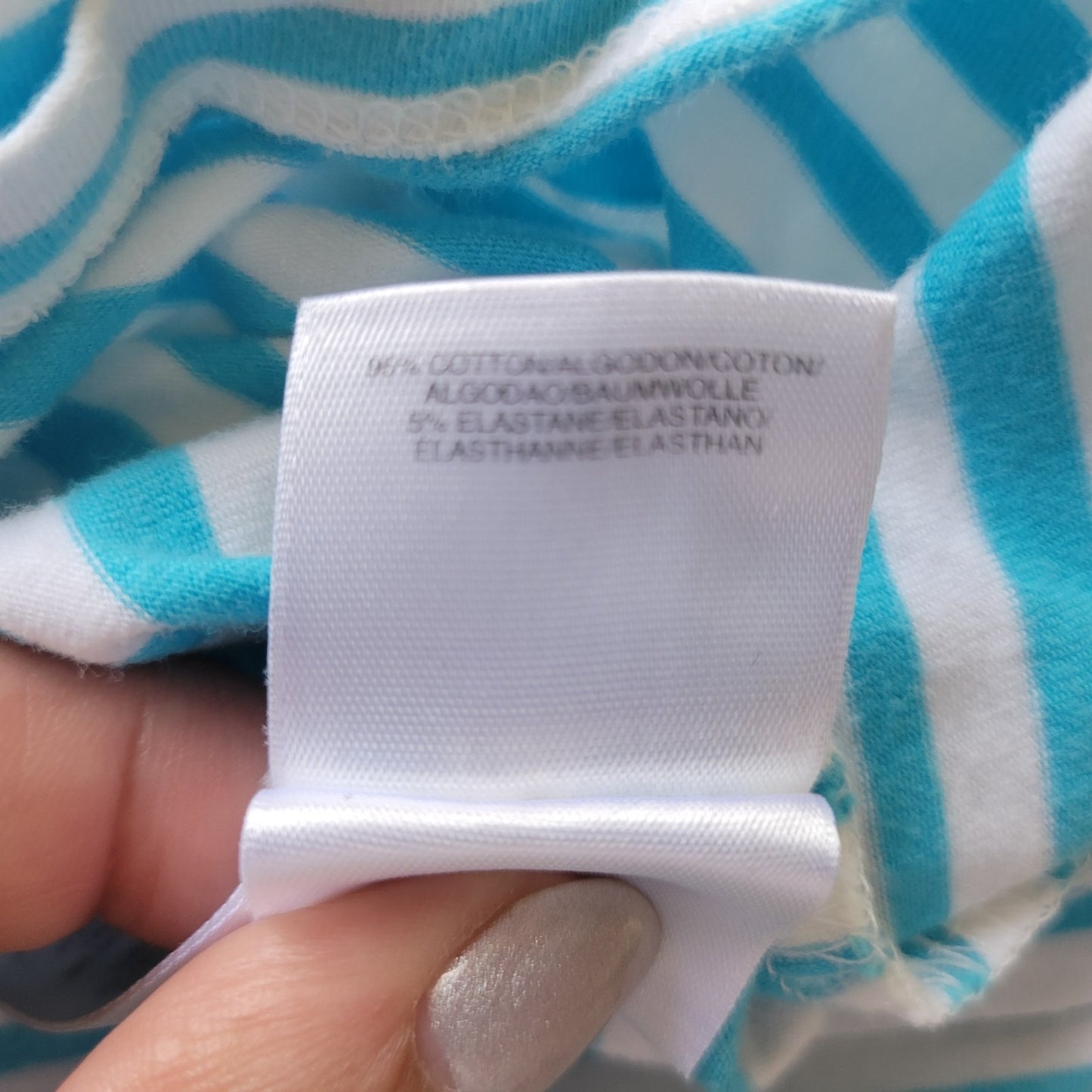 Jones New York Womens Top Extra Large 3/4 Sleeve Blue Stripe Lightweight Comfy