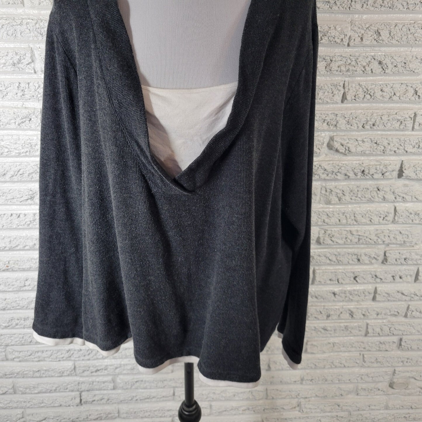 Croft Barrow Womens Sweater 2X Plus Long Sleeve Dark Gray Cotton Casual Comfy