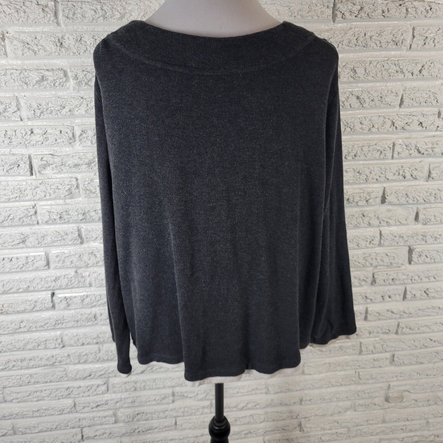 Croft Barrow Womens Sweater 2X Plus Long Sleeve Dark Gray Cotton Casual Comfy