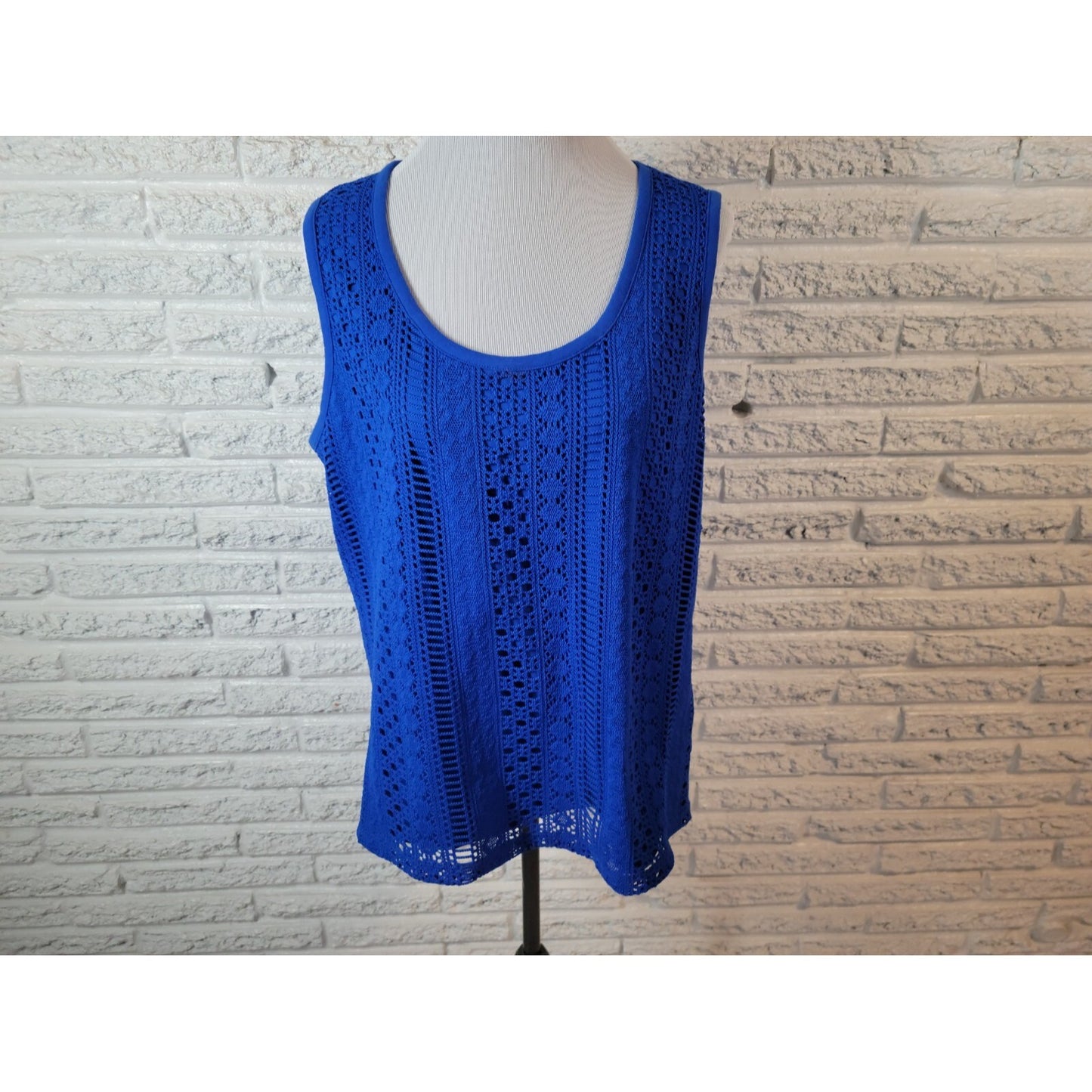 Rafaella Womens Top Extra Large XL Tank Crochet Lined Polyester Casual Stretchy