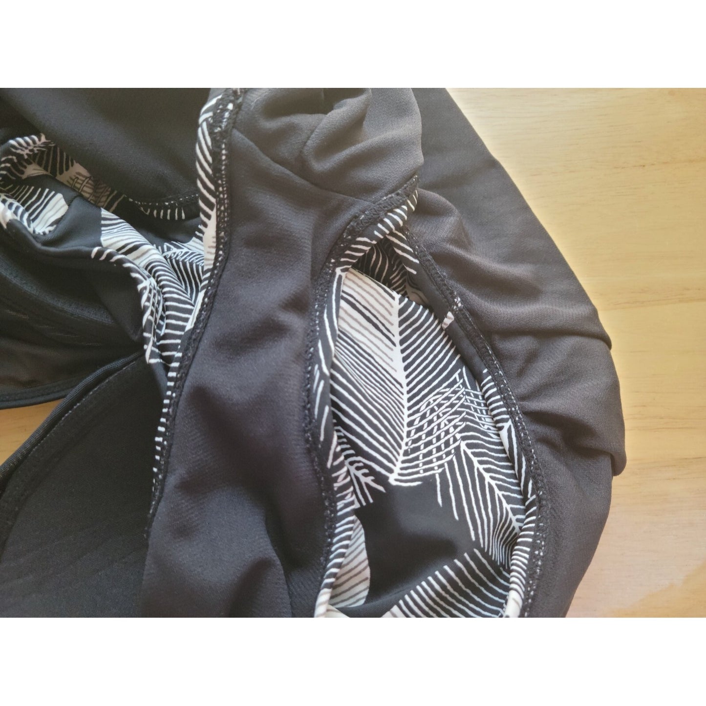 Time Tru Womens Swimsuit XL One Piece Black White Floral Bra Mesh Plunge Neck