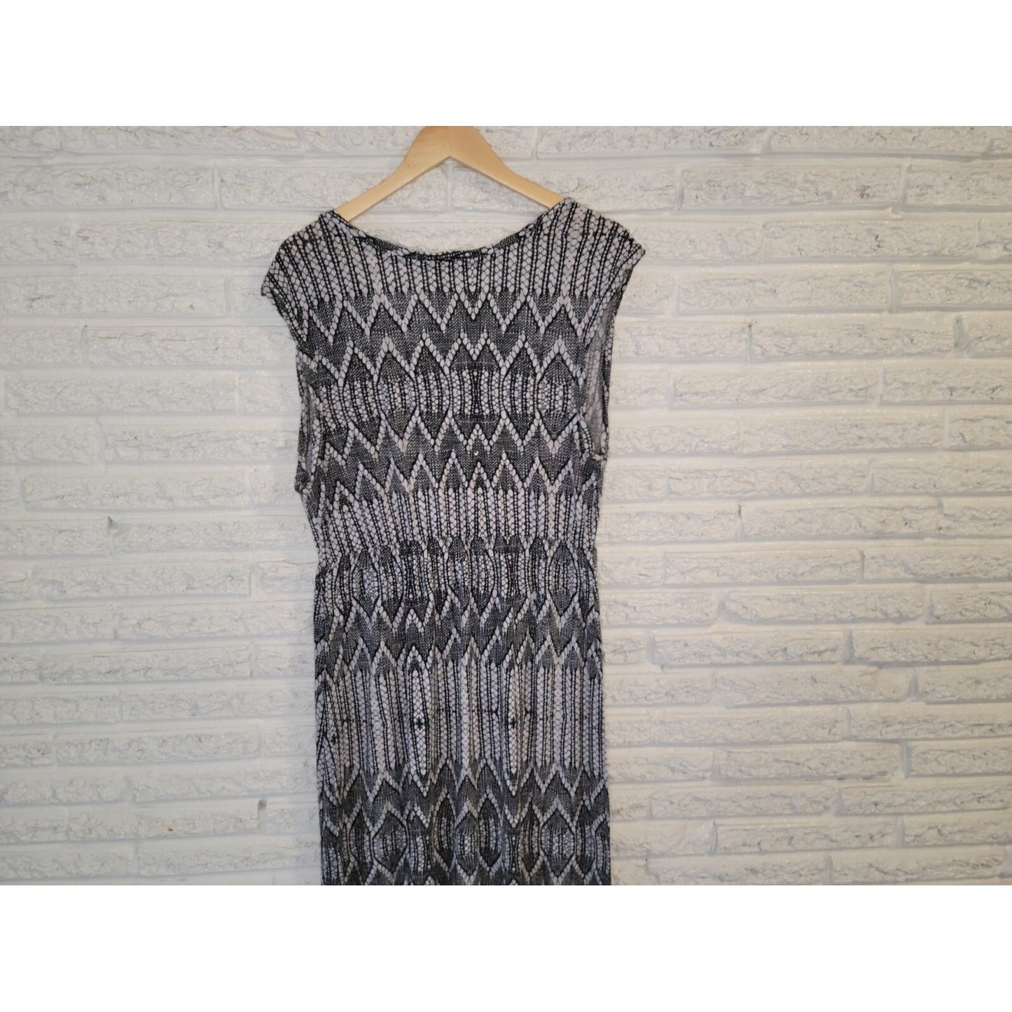 Faded Glory Women's XL Black Geometric Sheath Maxi Dress Sleeveless Round Neck