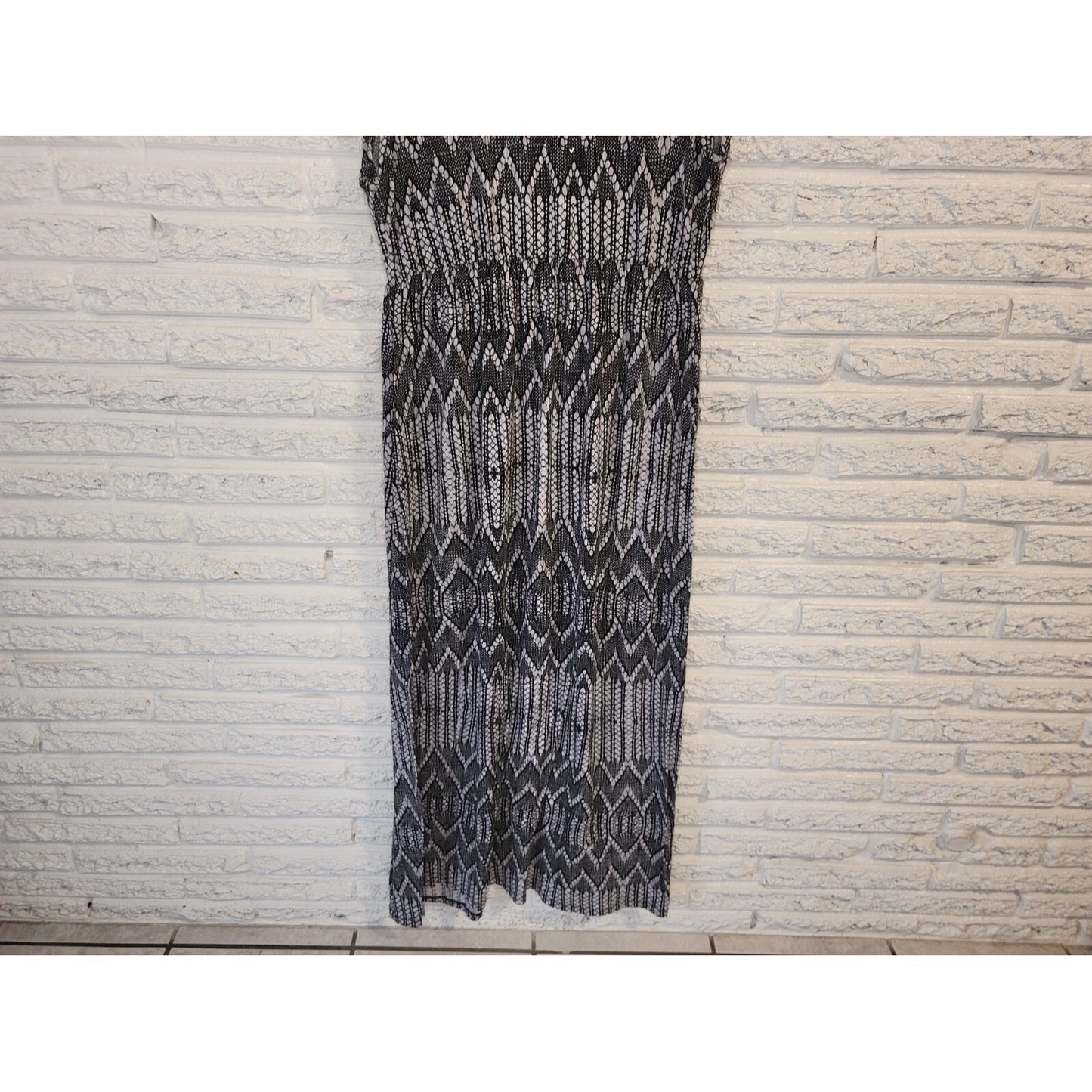 Faded Glory Women's XL Black Geometric Sheath Maxi Dress Sleeveless Round Neck