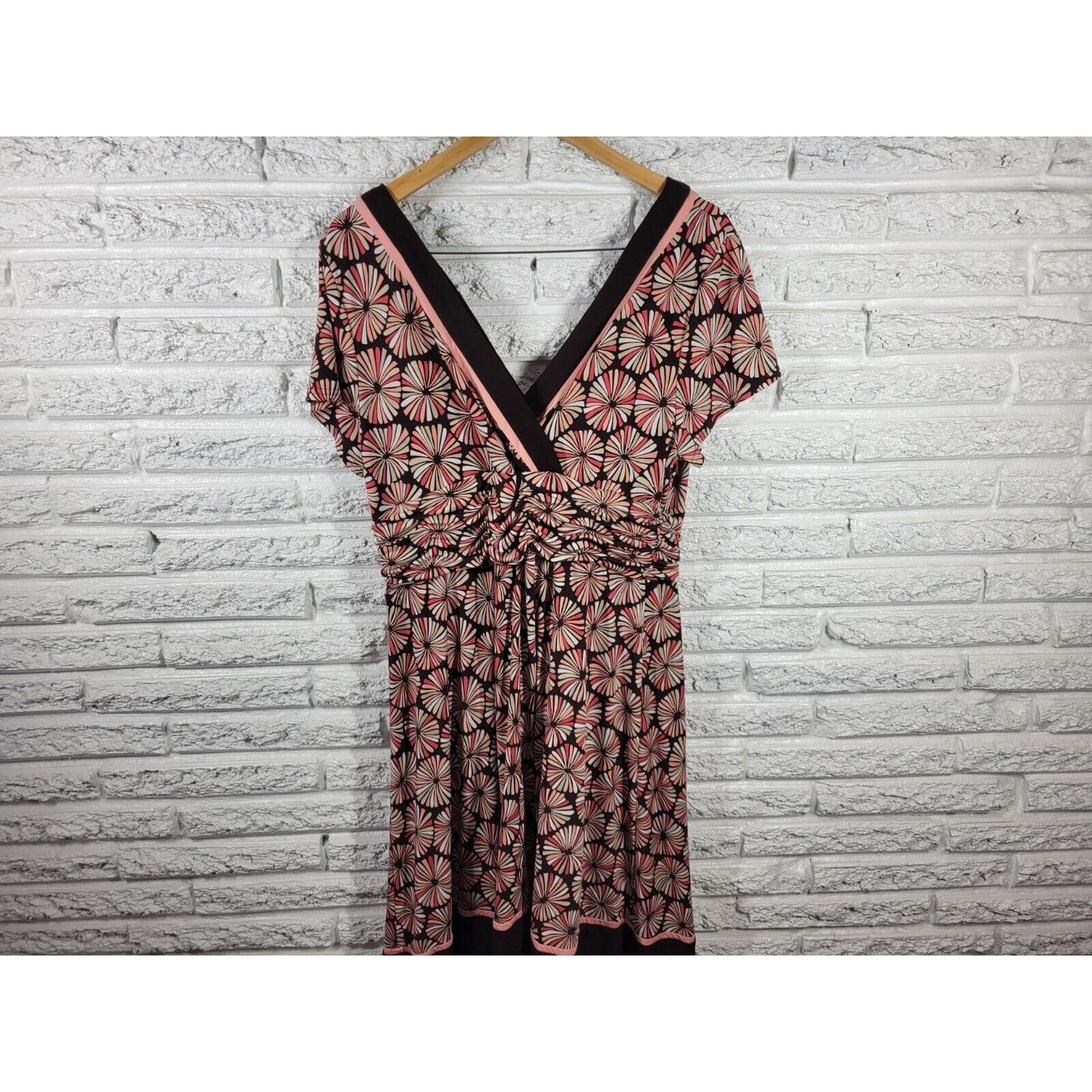 Studio I Womens Dress 18W Plus Sheath Short Sleeve Pink Geometric Poly Blend