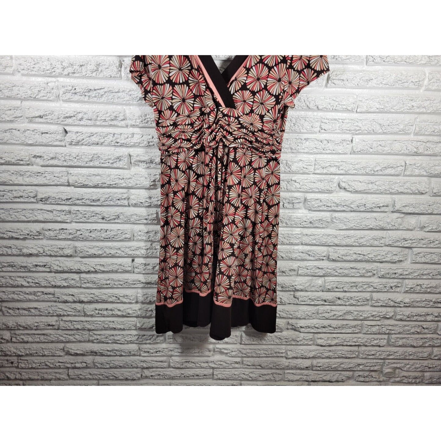 Studio I Womens Dress 18W Plus Sheath Short Sleeve Pink Geometric Poly Blend