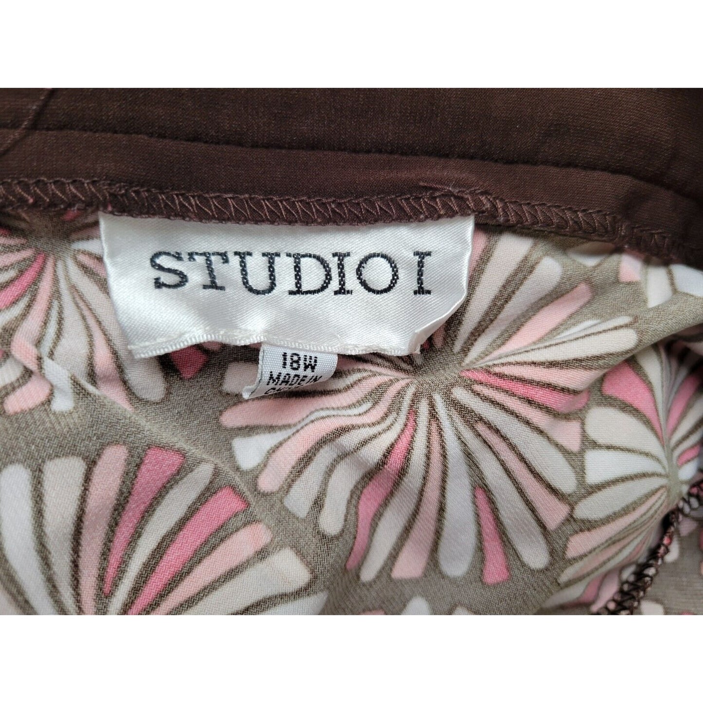 Studio I Womens Dress 18W Plus Sheath Short Sleeve Pink Geometric Poly Blend