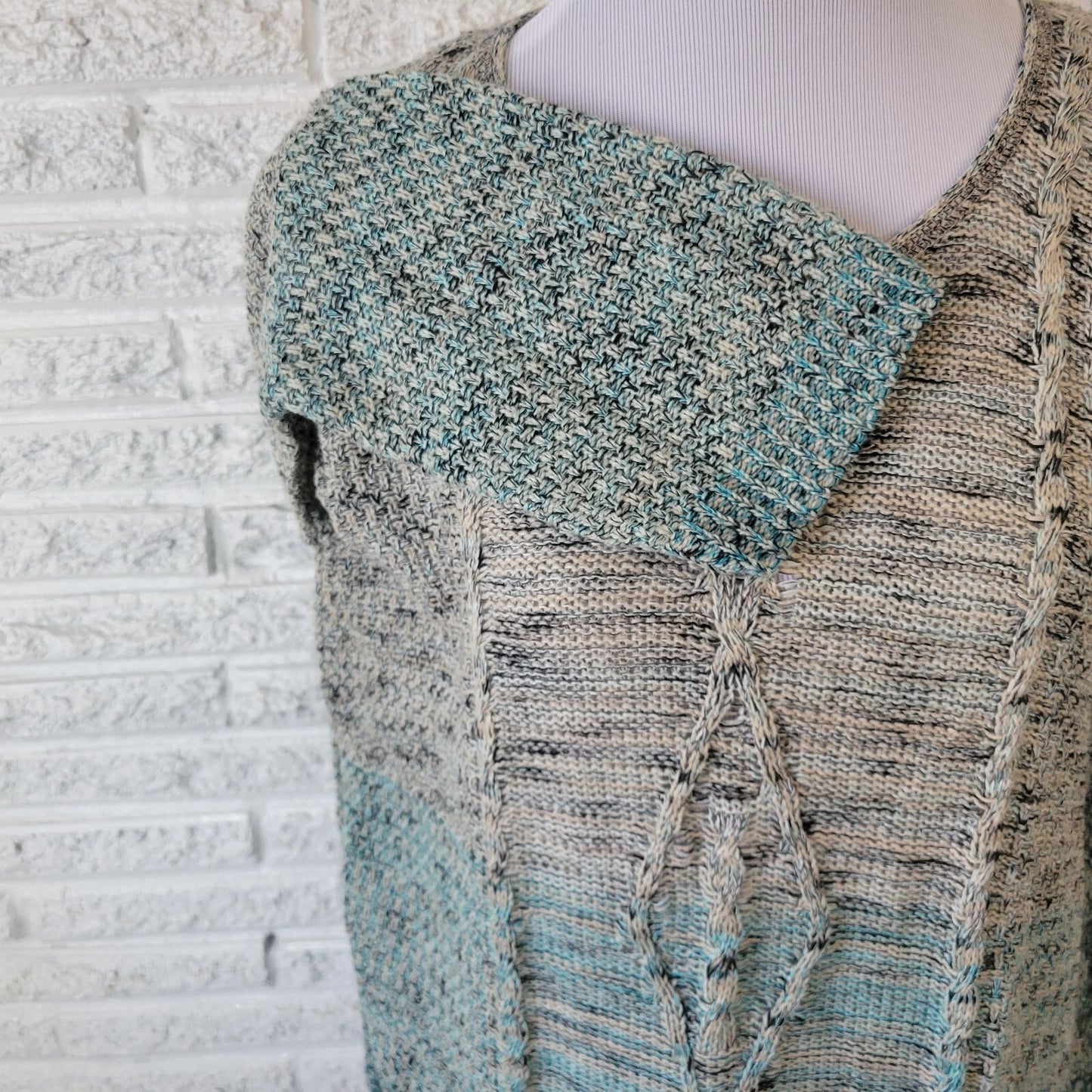 Avenue Womens Sweater 18 20 Plus Tunic Blue Gray Marled Cable Soft Lightweight