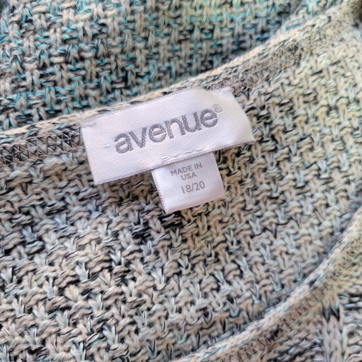 Avenue Womens Sweater 18 20 Plus Tunic Blue Gray Marled Cable Soft Lightweight