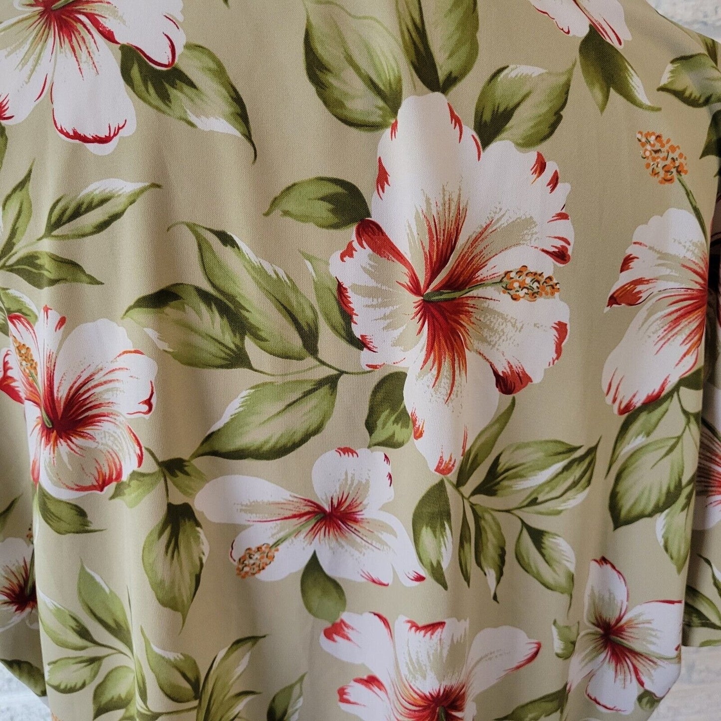 Judith Hart Womens Top 20W Short Sleeve Button Up Green Red Floral Lightweight