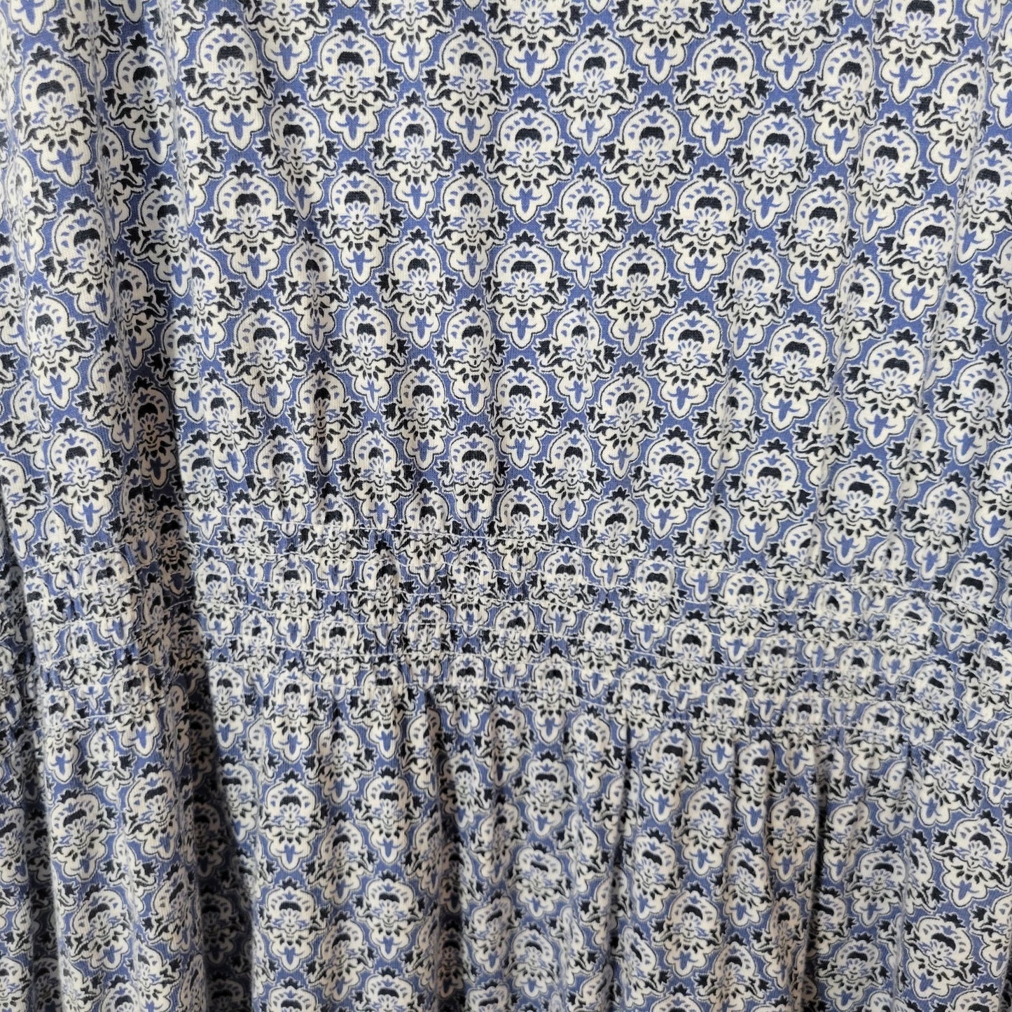 Charter Club Women's 2X Plus Blue White Geometric Beaded Studded Crochet Sheath