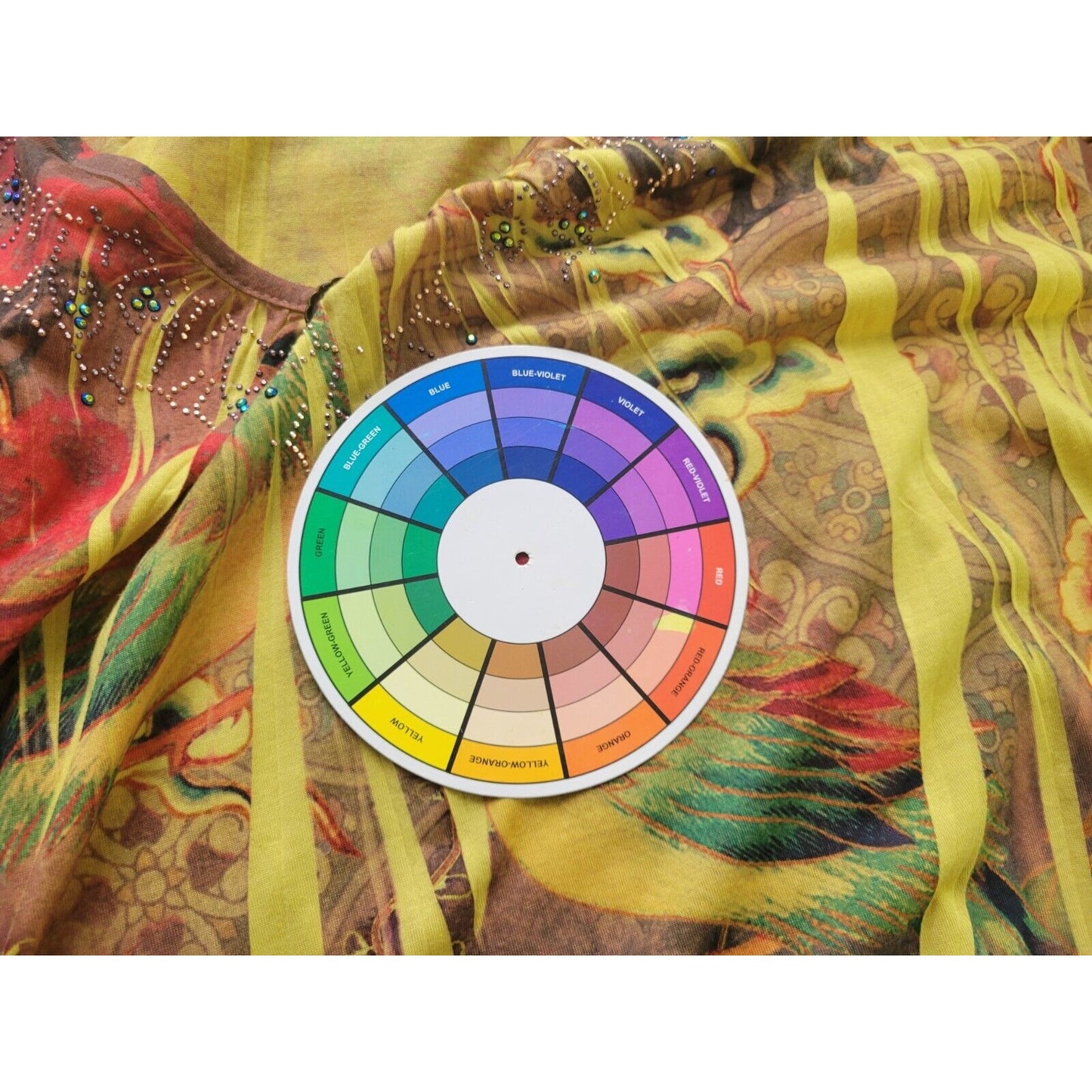 Dress Barn Women Top 1X Dolman 3/4 Sleeve Yellow Floral Casual Laser Cut Studded