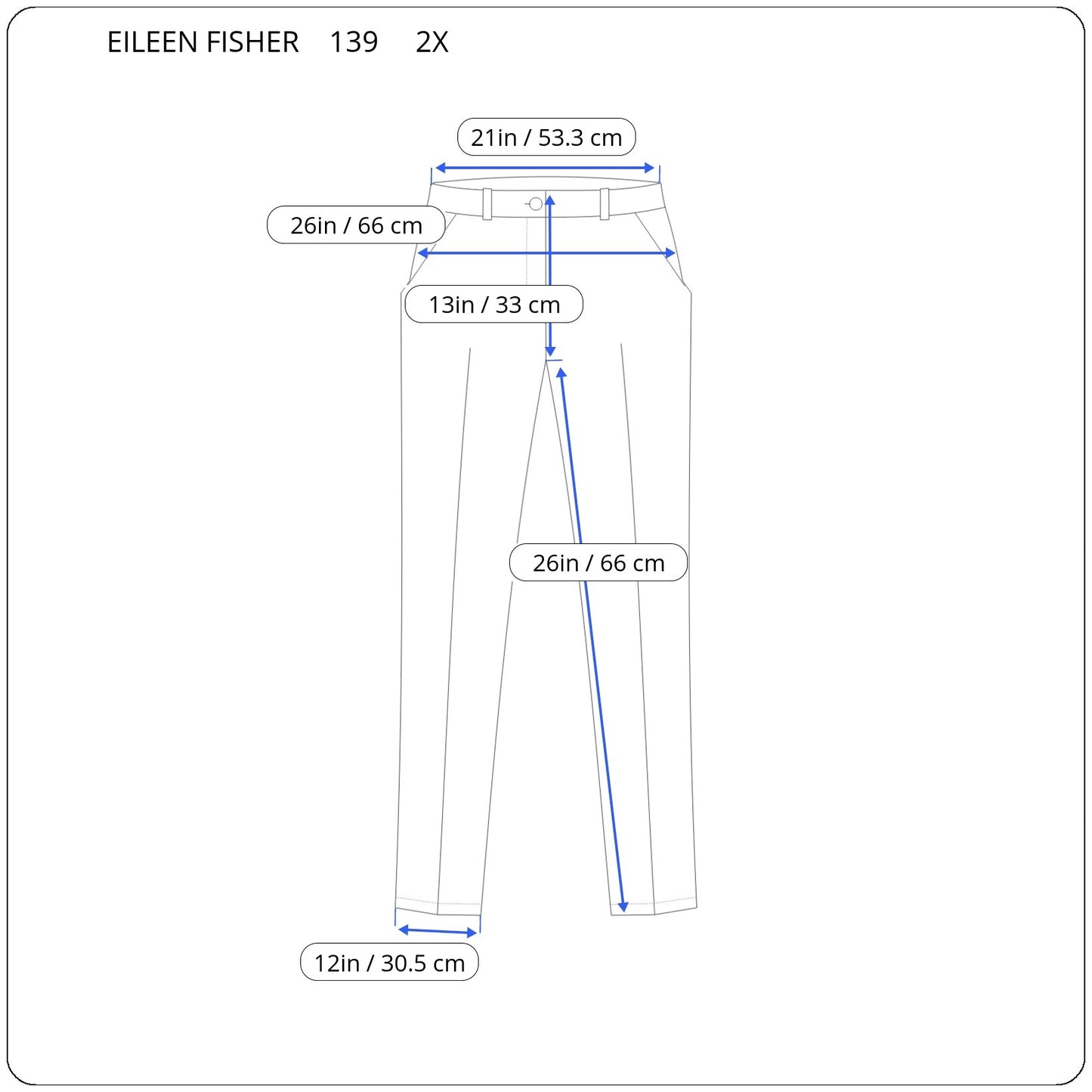 Eileen Fisher Pants 2X White Cotton Blend Cropped Elastic Waist Denim SL107E
